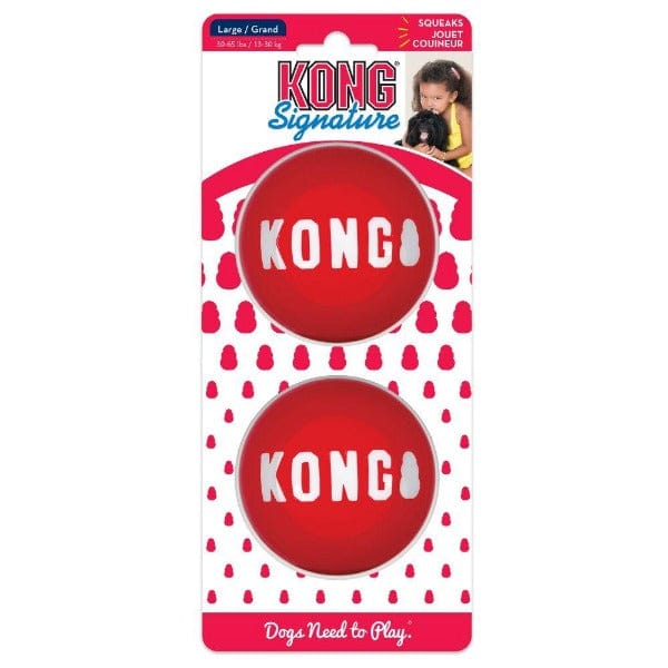 KONG Signature Ball 2-Pack - Durable Rubber Dog Chew Toy for Small & Large Dogs - Perfect for Fetch, Training & Teeth Cleaning