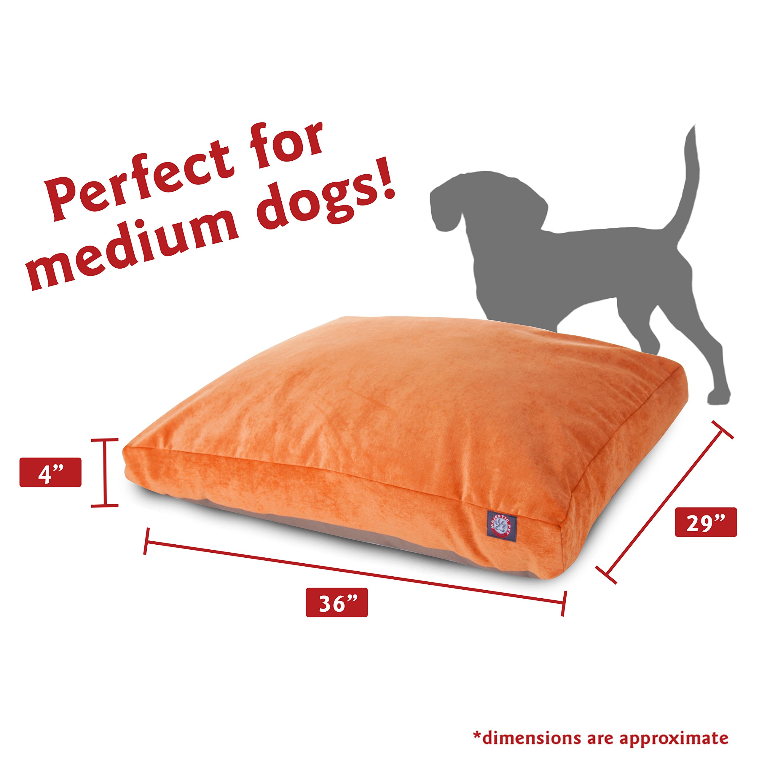 Majestic Pet Villa Washable Rectangle Dog Bed - Non-Slip Comfortable Crate Bed with Removable Cover - Medium Orange Polyester Fiber Kennel Bed for Dogs - Perfect for Indoor Sleeping, Crate Training & Pet Lounging