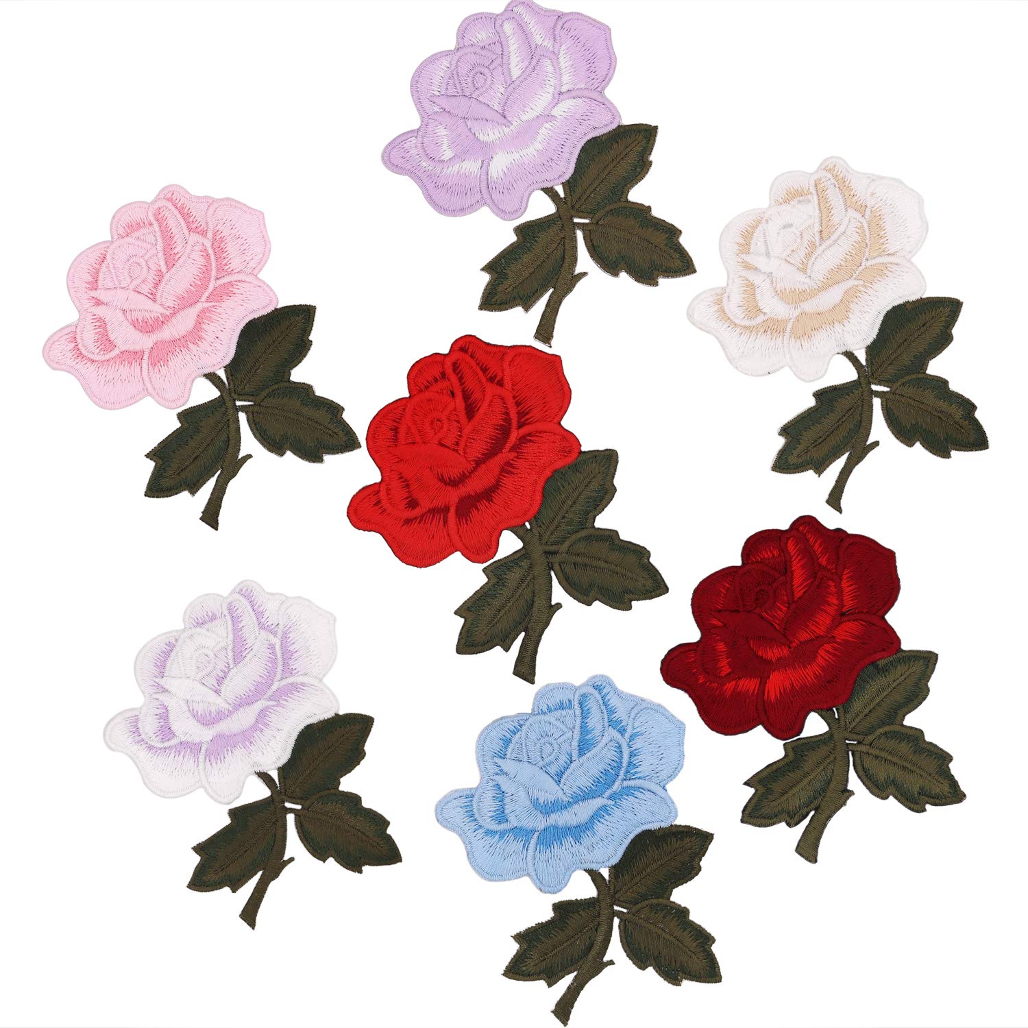 7pcs Embroidered Rose Flower Iron-On Patches for DIY Clothing & Accessories - Custom Sew On Applique for Jeans, Jackets, Kids Clothes, Bags, Backpacks, Hats & Crafts | Perfect for Denim Upcycling, Fashion Customization & DIY Gift Making (Roses 7pcs)