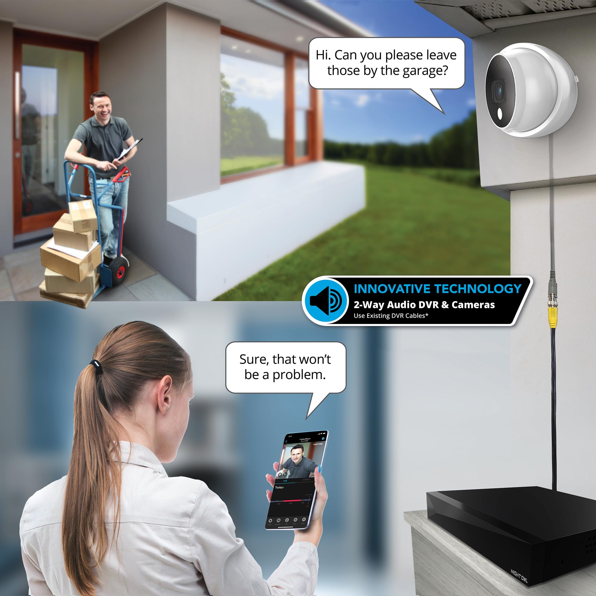 Night Owl 2-Way Audio 12 Channel DVR Security System with 8 Wired 2K HD Cameras (4 Bullet + 4 Dome) & 2TB HDD - Indoor/Outdoor Surveillance for Home & Business Protection - Perfect for 24/7 Monitoring & Crime Deterrence