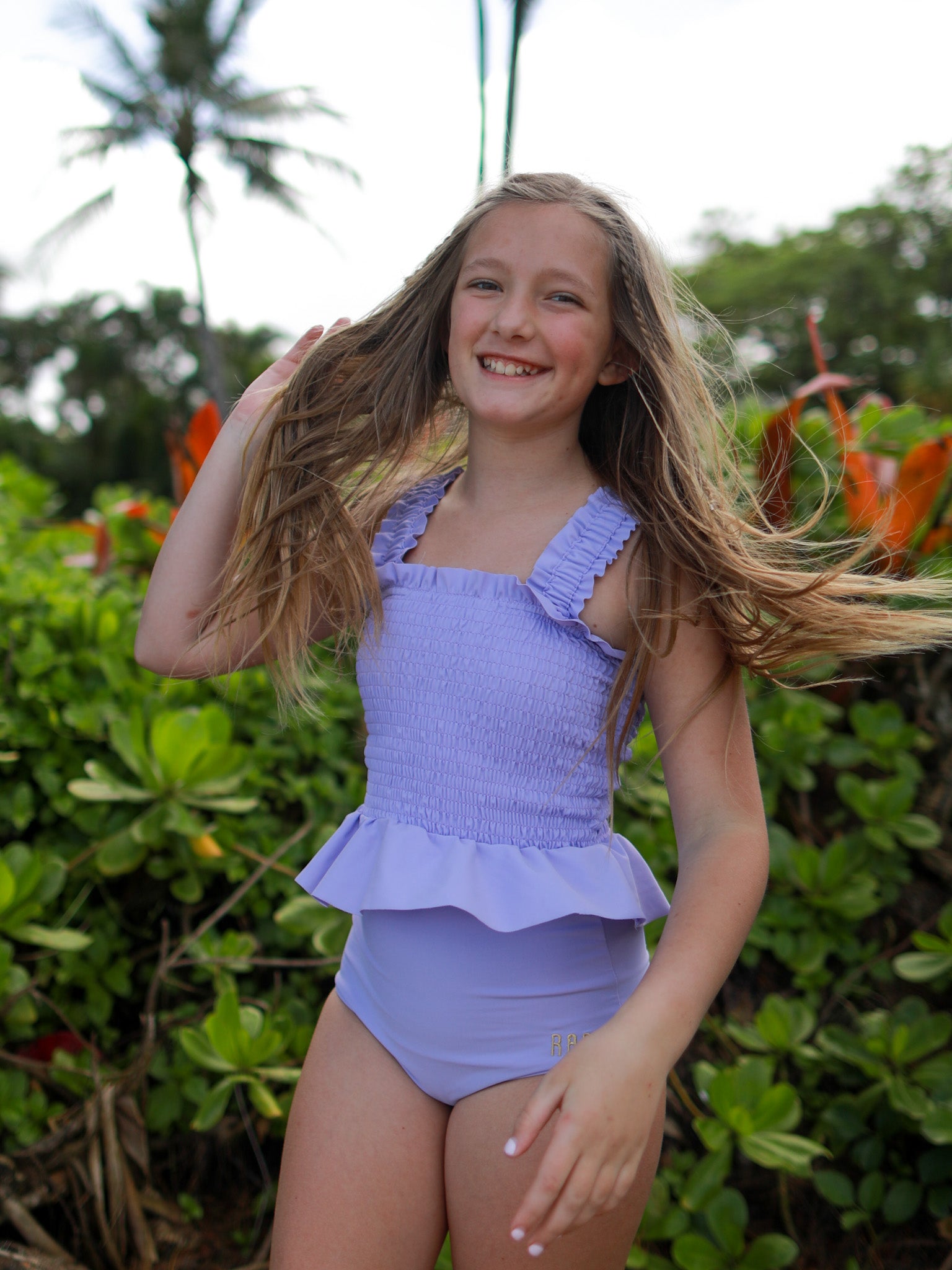 Tween Saidee Girls' Lilac Smocked Tankini Swimsuit - $56 | Perfect for Pool Parties, Beach Vacations & Summer Swimwear
