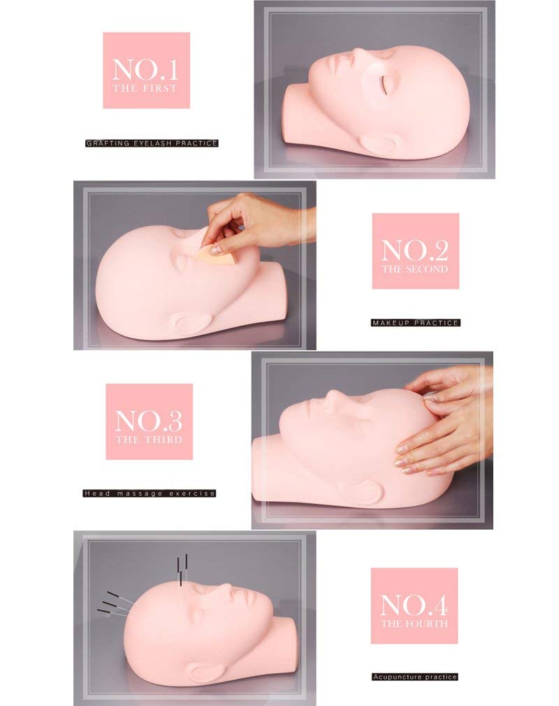 RITZPRIME Professional Makeup & Lash Extension Training Head - Soft Touch Silicone Cosmetology Practice Head for Students & Artists - Easy Clean with Skincare Oil - Perfect for Salon Training, Beauty School & Home Practice