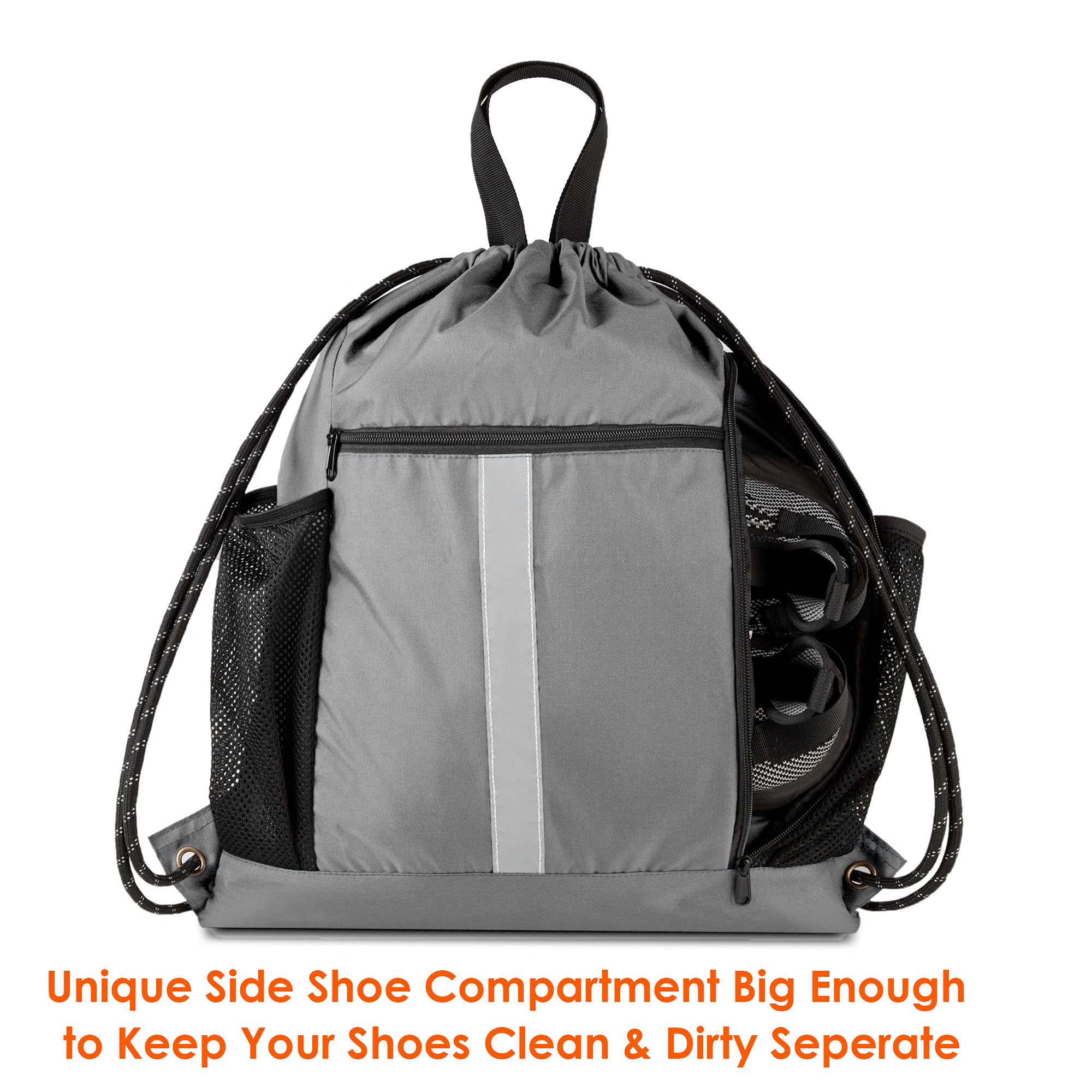 BeeGreen Drawstring Backpack - Lightweight Sports Gym Bag with Shoe Compartment & Dual Water Bottle Pockets | Perfect for Workouts, Travel, and Outdoor Activities