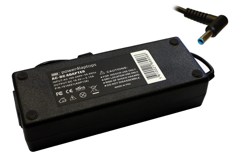 Power4Laptops 90W AC Adapter Charger for HP Envy 15-k008TX Laptop - Replacement Power Supply Cord with Worldwide Compatibility | Perfect for Home, Office & Travel Use