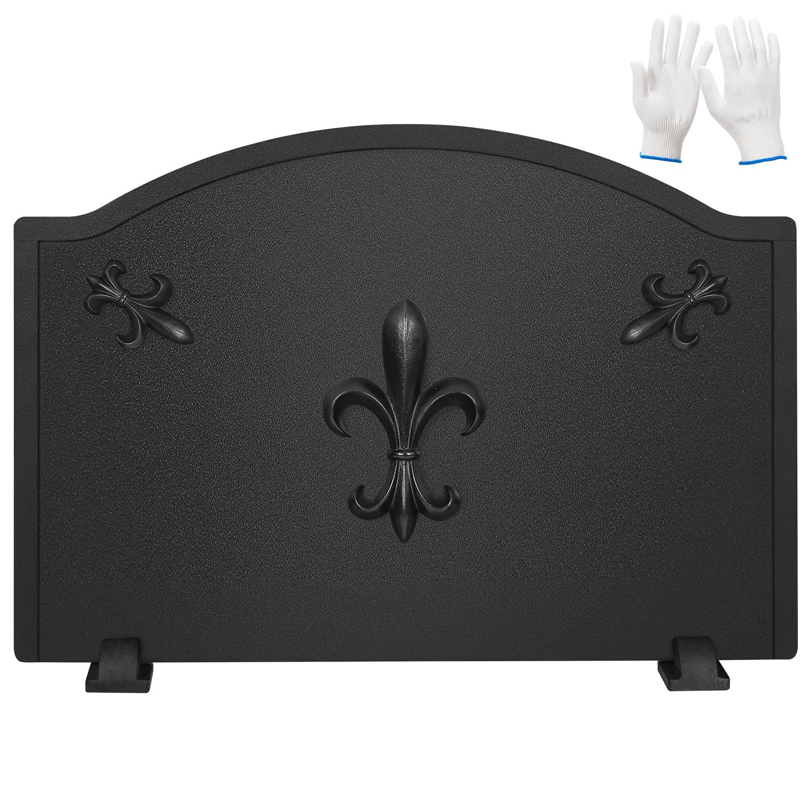 STBoo 25 Inch Fireplace Back Panel with Decorative Flower Design - Heavy Duty Fireback with Feet for Heat Protection & Wall Safety | Perfect for Kitchen Backsplash & Living Room Fireplace Décor