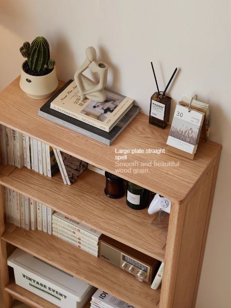 Oak Solid Wood Modern Open Grid Bookcase - Stylish Storage for Books & Décor - Perfect for Living Room, Office & Library Organization