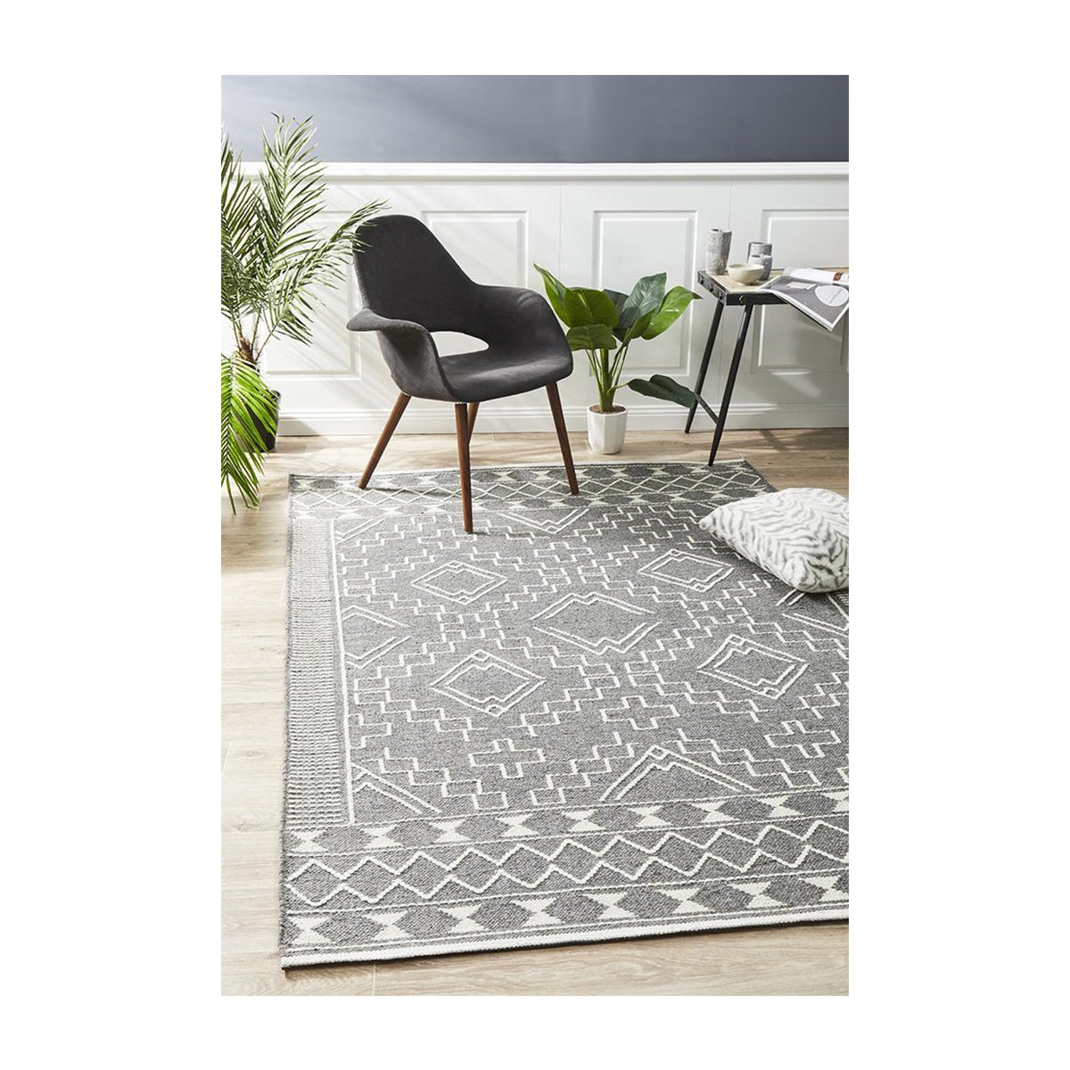Premium Hudson 802 Soft Area Rug - Gray Modern Living Room Carpet - Non-Slip Comfort for Bedroom, Dorm & Home Decor