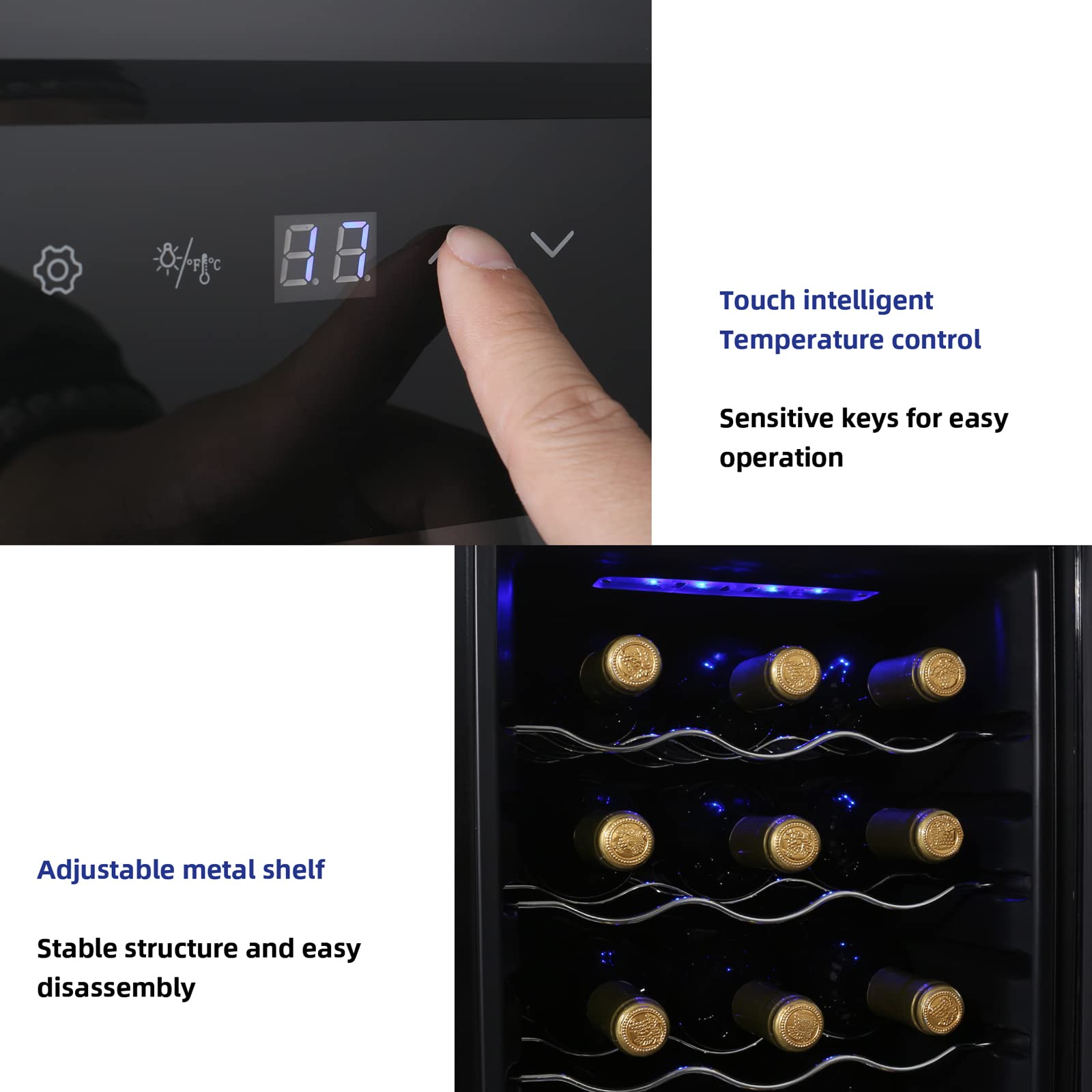 Display4Top 18-Bottle Wine Cooler Refrigerator with Digital Touch Screen - Black | Perfect for Home Bars, Kitchens & Wine Cellars