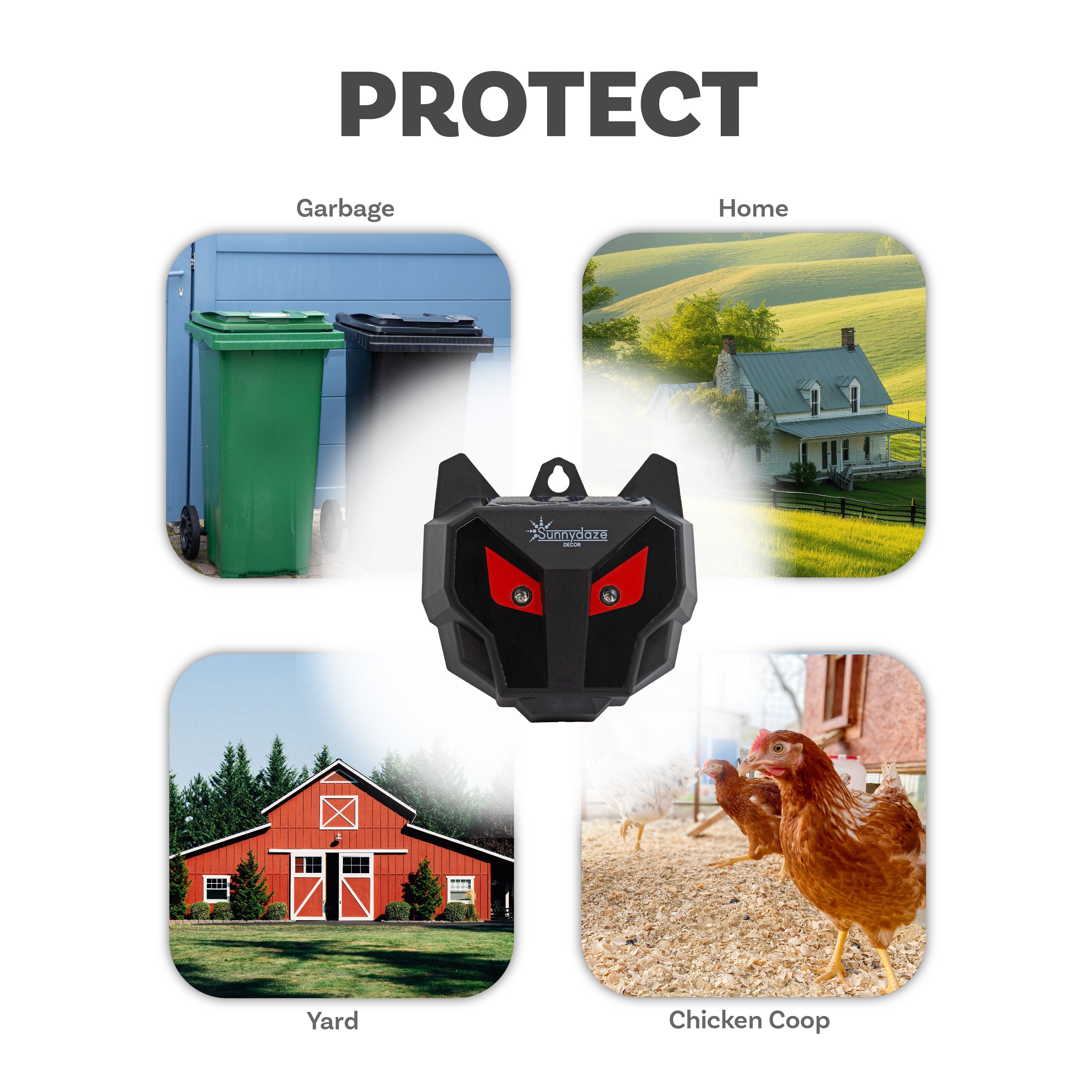 Solar Powered Animal Repellent - Wall Mounted Ultrasonic Pest Control for Gardens, Yards & Outdoor Areas - Weatherproof & Humane Rodent Repeller for Home Use