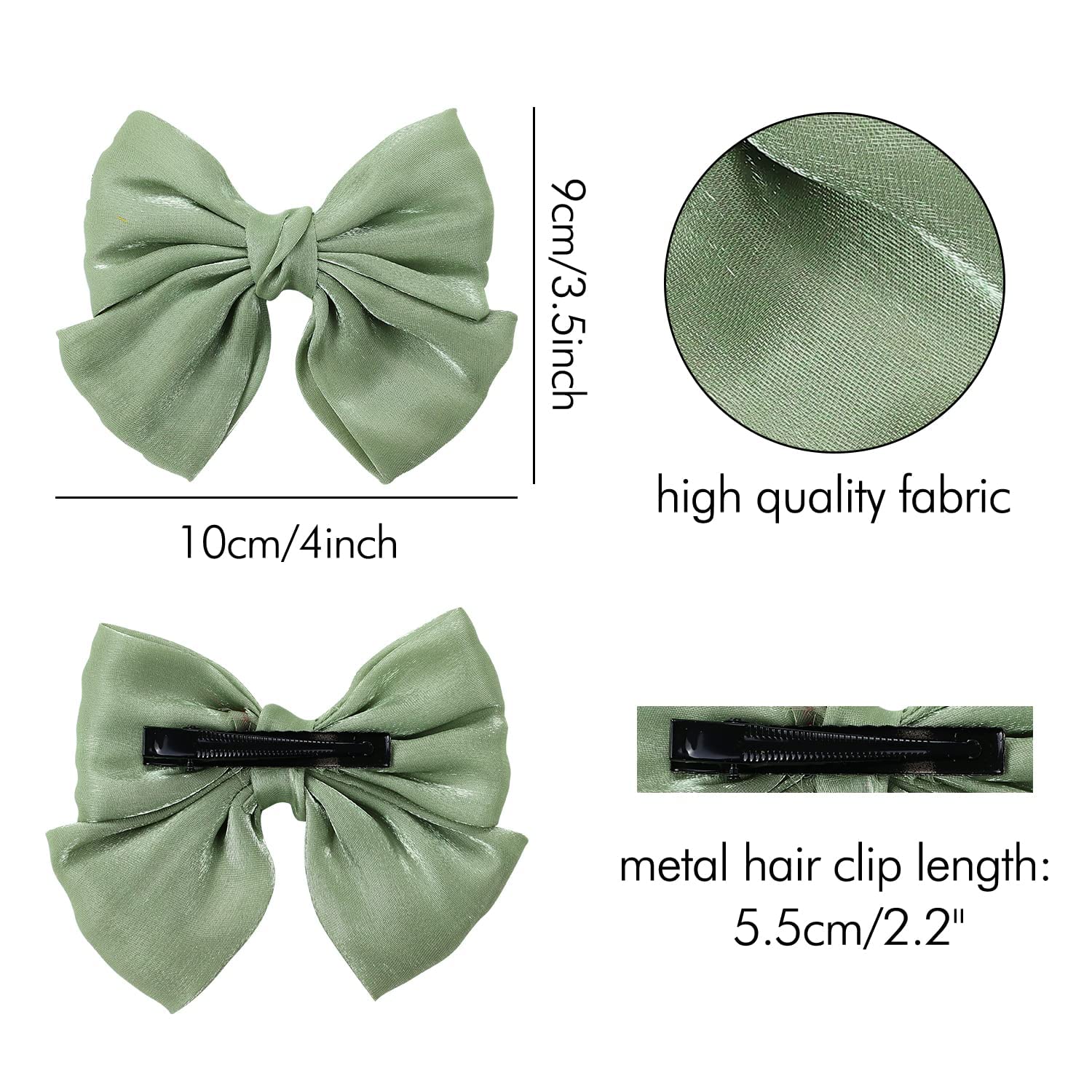 Glamifirsto 3-Piece Large Black Ribbon Hair Bows for Women & Girls - 8 Inch French Style Barrette Hair Clips - Elegant Hair Accessories for Weddings, Parties & Everyday Wear