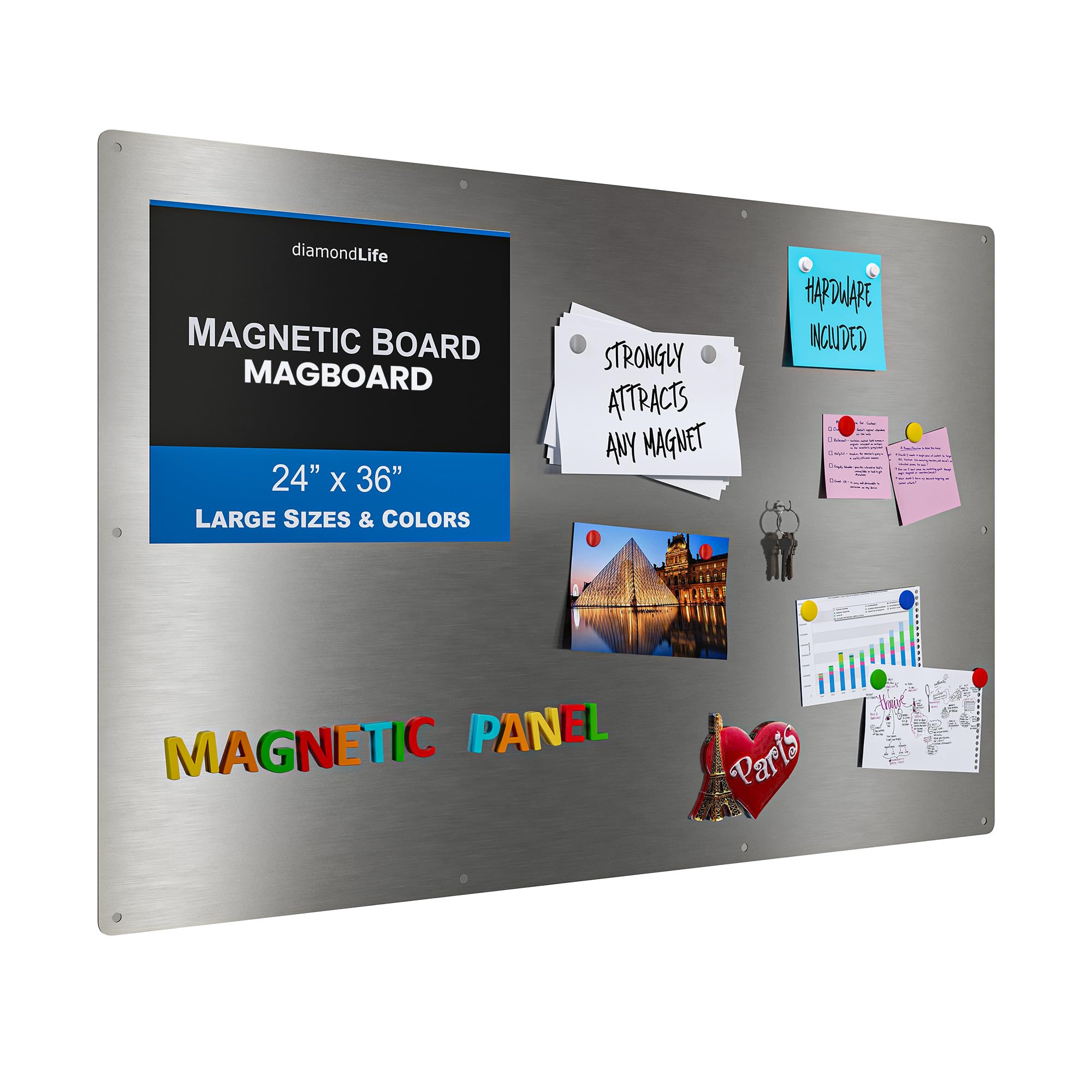 Premium Diamond Life Magnetic Board - Stainless Steel Memo & Vision Board for Home, School & Office Organization - 24