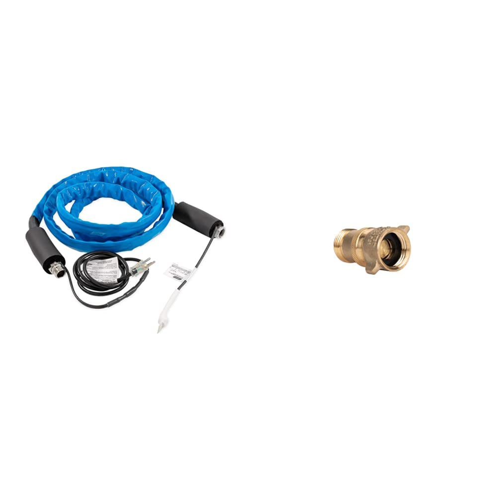 Camco Heated RV Drinking Water Hose -20°F Freeze Protection, 12-Foot Length, 5/8-Inch ID with Brass Inline Water Pressure Regulator (40055) - Prevents Plumbing Damage from High City Water Pressure - Perfect for Winter Camping and RV Park Hookups