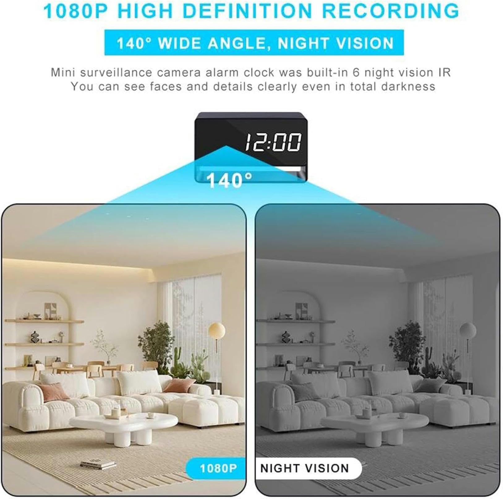 XDRGOOIUY 2500mAh Mini Full HD 1080p Wireless WiFi Hidden Spy Camera - Full Aluminum Body, IR Night Vision, Motion Detection - Perfect for Home Security, Office Monitoring & Covert Recording