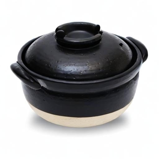 Premium Japanese Donabe Clay Rice Cooker Pot - Authentic Handmade in Japan, 1-2 Cup Capacity, Double Lids, Microwave & Stovetop Safe - Perfect for Sushi Rice, Hot Pot & Traditional Japanese Cooking