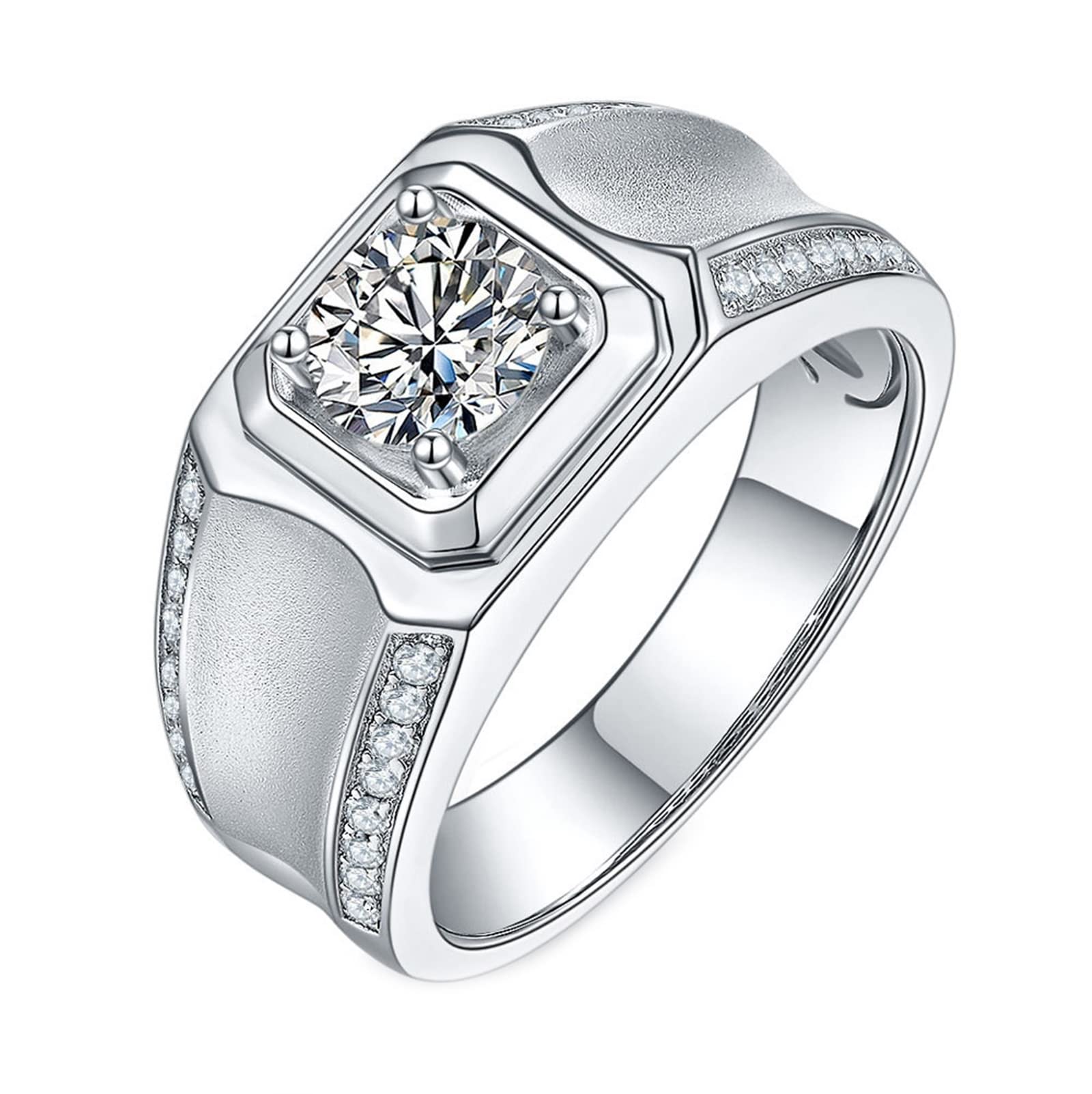 Musihy Sterling Silver Solitaire Wedding Ring - Matte Finish, Multiple Sizes Available | Perfect for Engagement, Anniversary & Everyday Wear