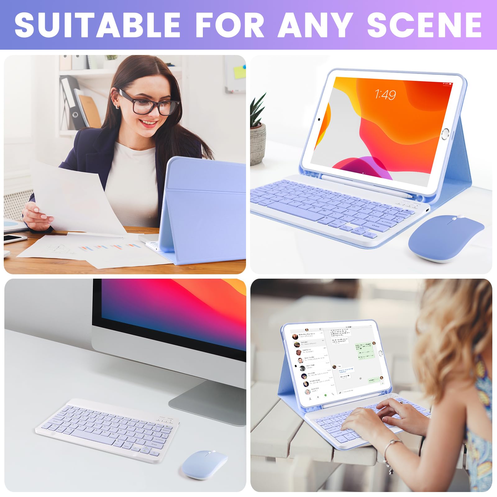 LAMA Wireless Keyboard Case with Bluetooth Mouse for iPad 10.2