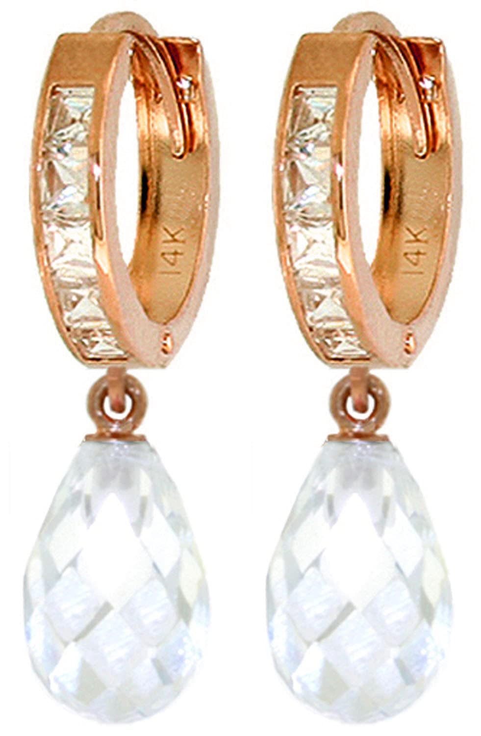 14K Solid Gold Cubic Zirconia Dangling Hoop Earrings for Women | GG Galaxy Gold Collection | Elegant Everyday & Party Jewelry Gift