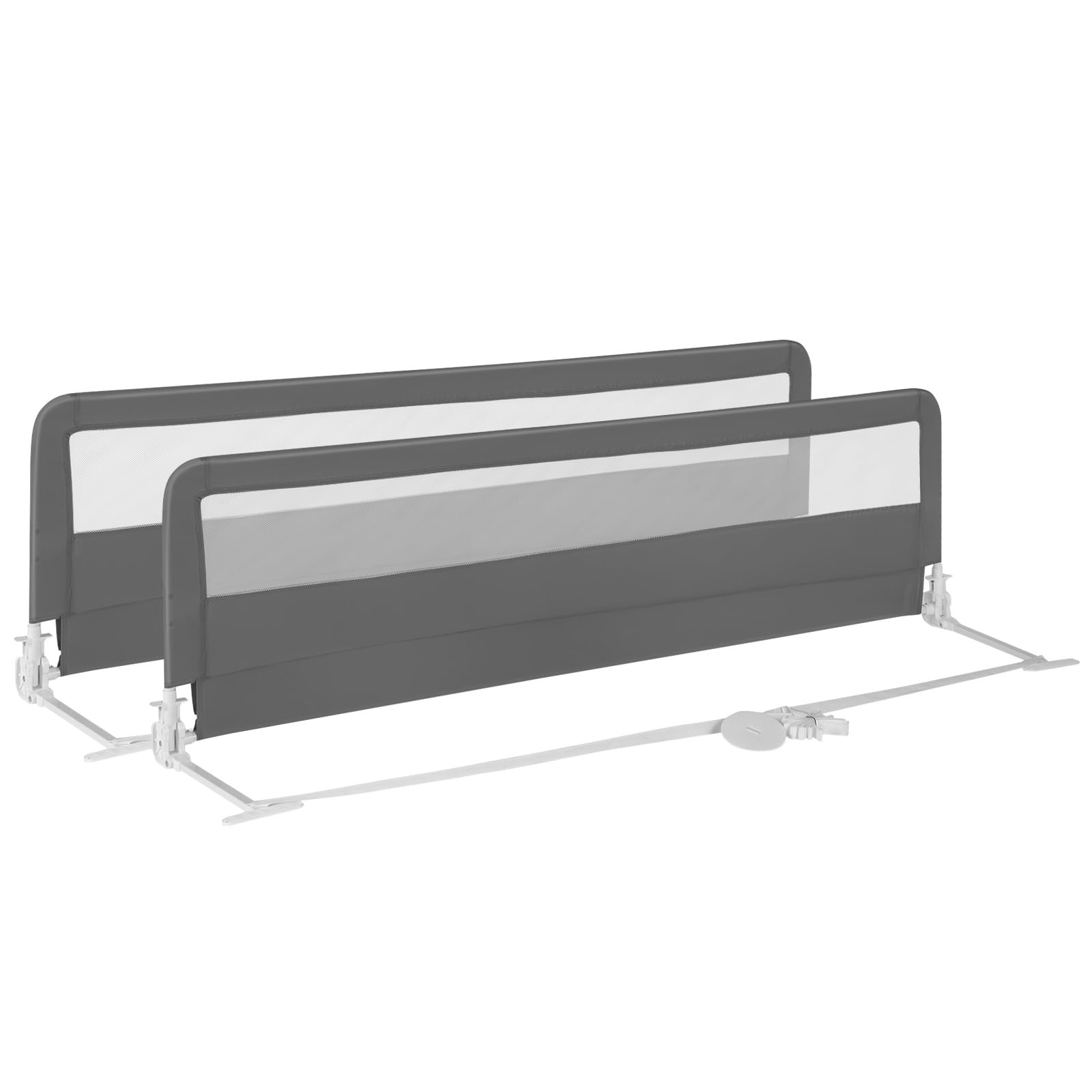 Costzon 2-Pack Extra Long Swing Down Bed Rails for Toddlers - 71-Inch Safety Bed Guards with Straps for Convertible Crib, Twin, Full, Queen & King Size Beds - Foldable Baby Bed Rail for Kids (Gray) | Perfect for Toddler Transition, Child Safety & Peace of Mind