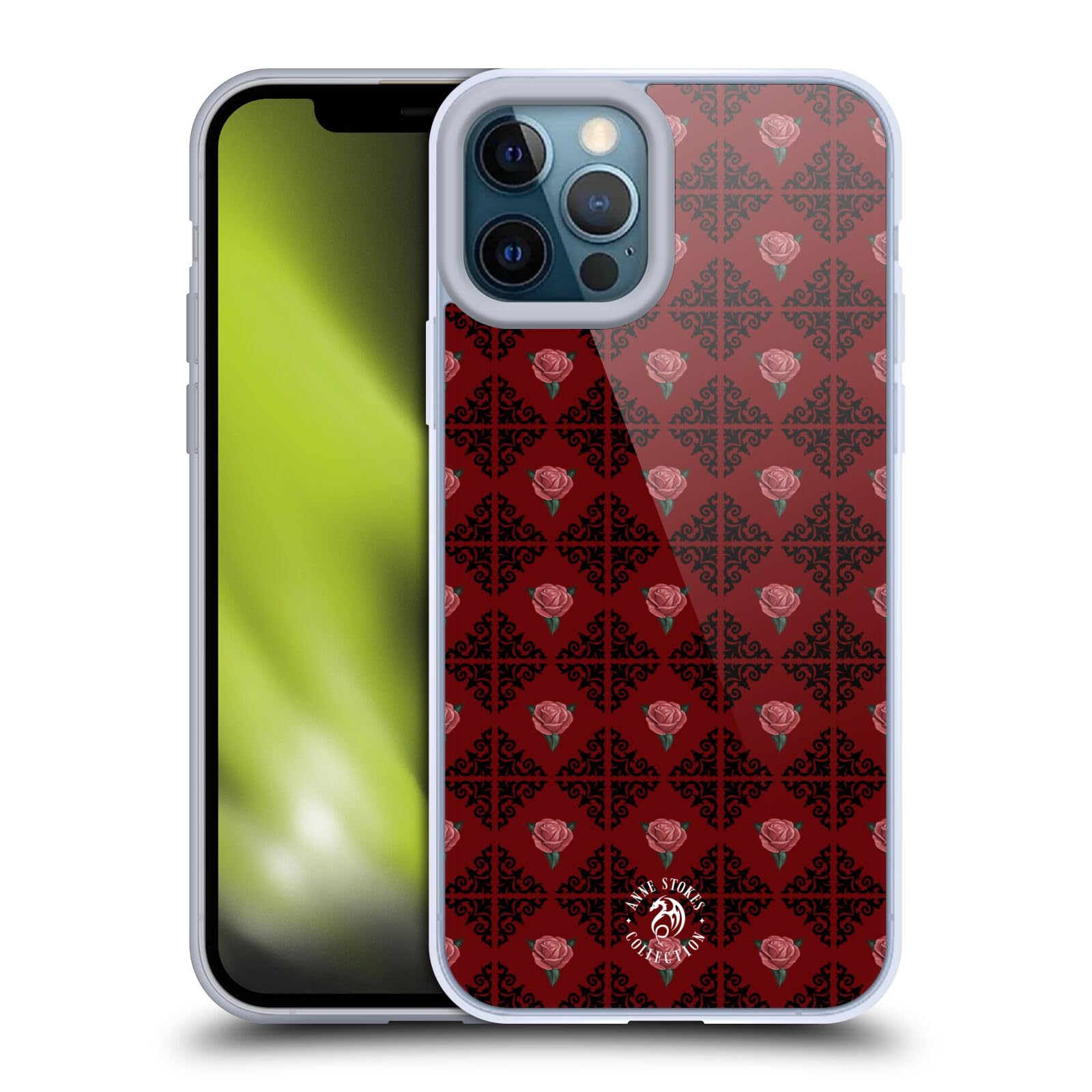 Officially Licensed Anne Stokes Gothic Logo Pattern Soft Gel Case for Apple iPhone 12 Pro Max - Perfect for Halloween, Gothic Fashion & Dark Aesthetic Phone Protection