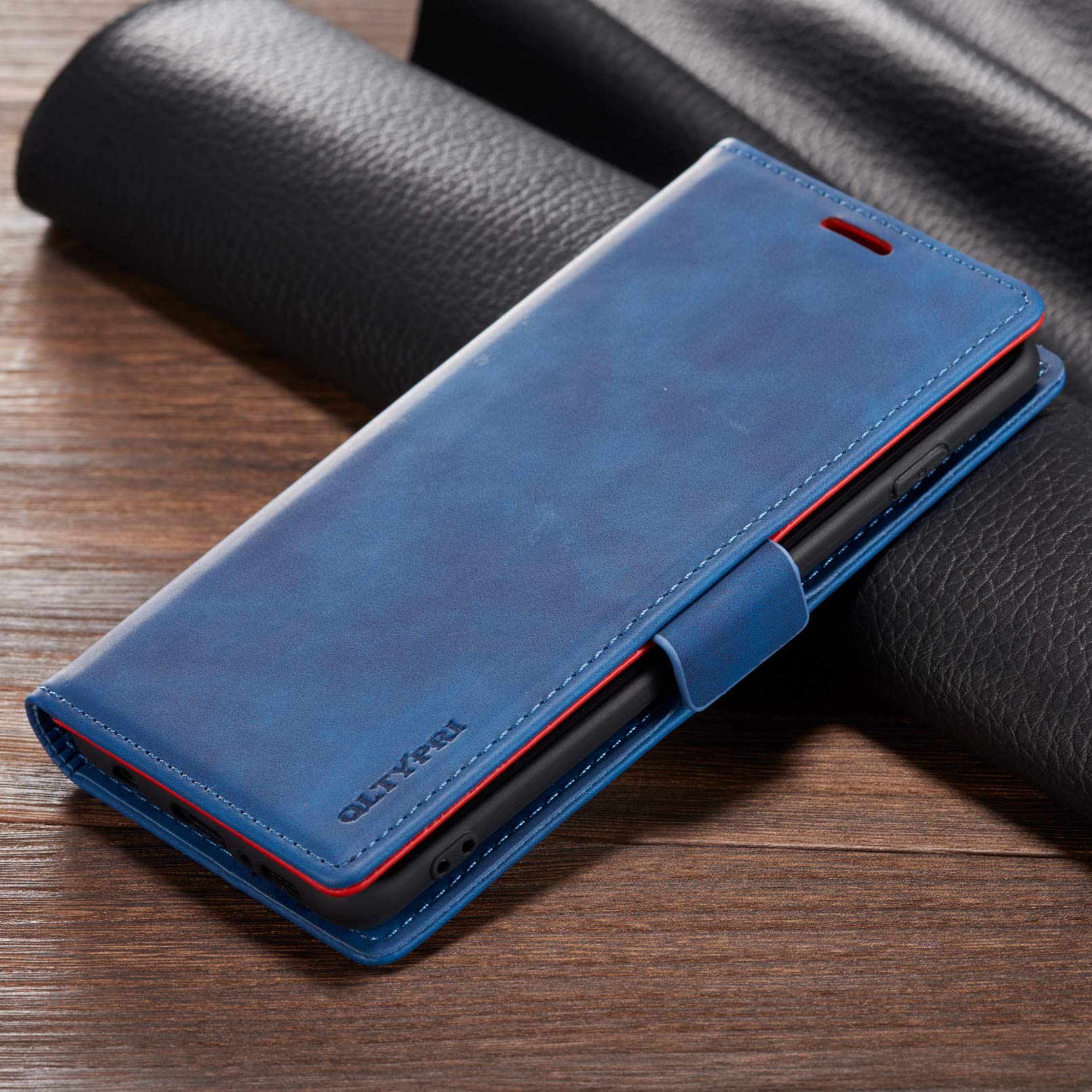 QLTYPRI Premium PU Leather Wallet Case for iPhone SE 2022 5G/SE 2020/8/7 - Slim Shockproof Flip Cover with Card Slots, Kickstand & Magnetic Closure (Blue) | Perfect for Daily Use, Travel & Hands-Free Viewing
