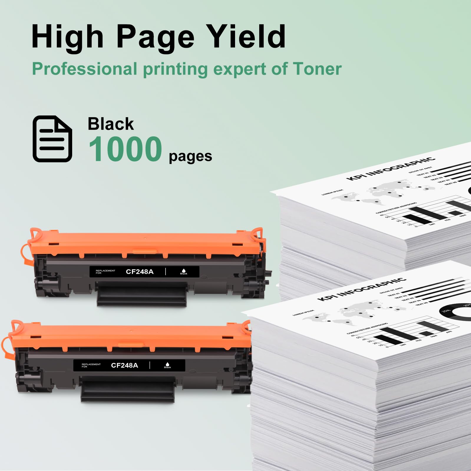 ZIPRINT 48A Black Toner Cartridge 2-Pack - Compatible with HP 48A CF248A for HP LaserJet Pro M15w/M15a/M16w/M16a & HP LaserJet MFP M28w/M28a/M29w/M29a/M30w/M31w Printers - High Yield Replacement for Home & Office Printing