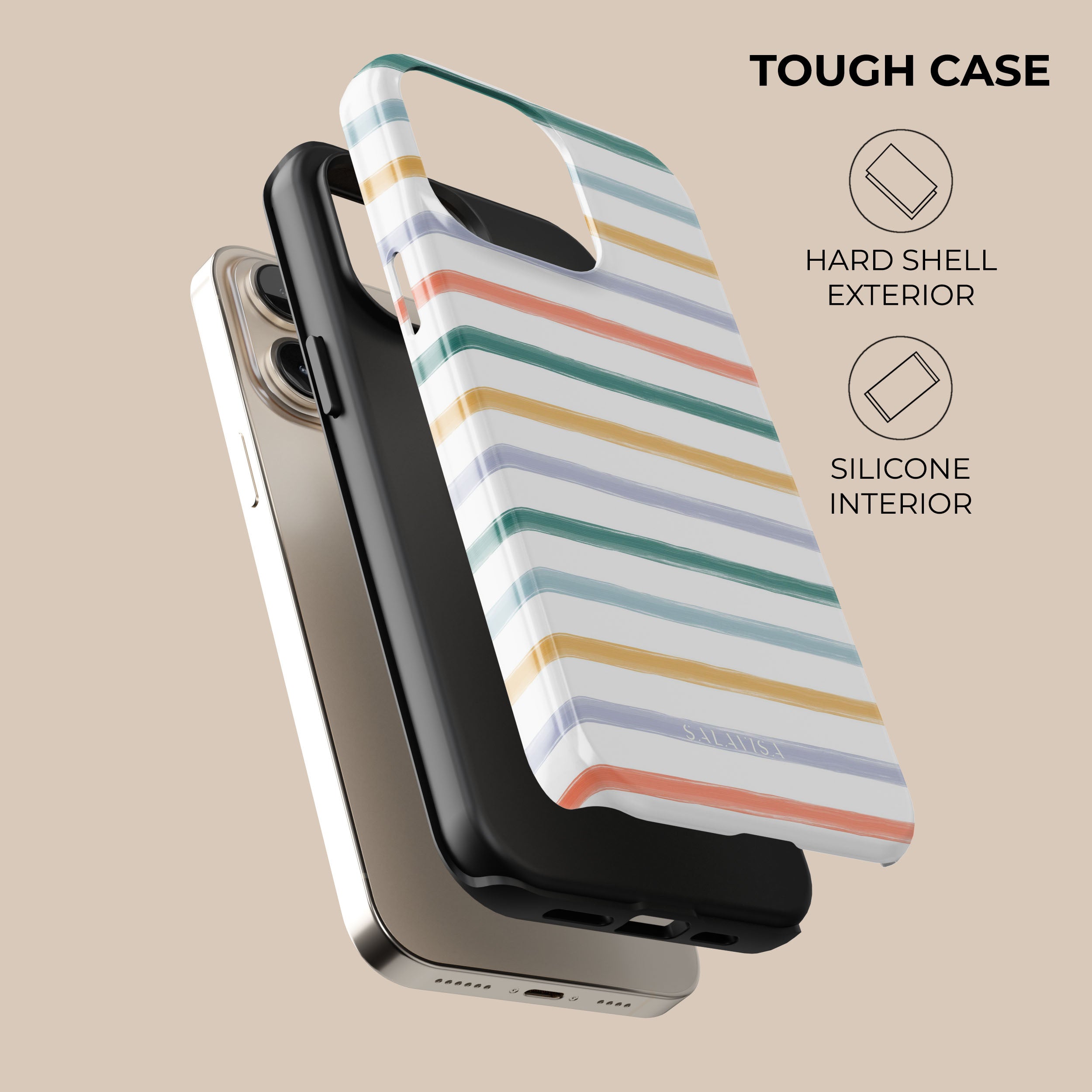 Stylish Summer Stripes Phone Case - Trendy Protective Cover for iPhone & Samsung - Perfect for Beach, Travel & Everyday Use