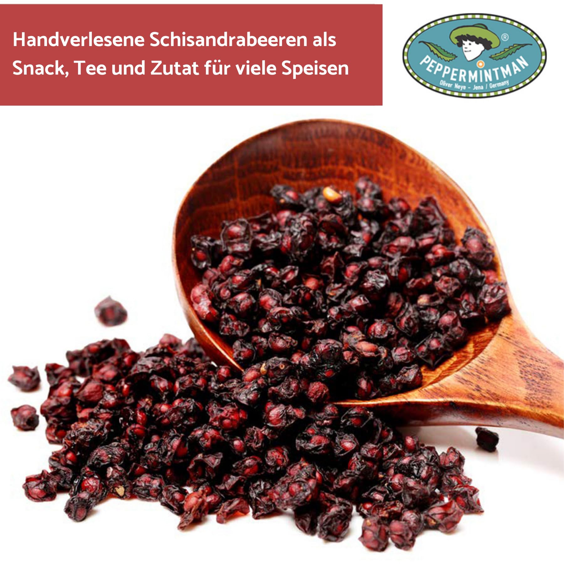 Organic Schisandra Berries 150g - Premium Handpicked Schisandra Chinensis for Healthy Snacks, Delicious Herbal Tea & Natural Cooking Ingredient - Perfect for Energy Boosting & Stress Relief - PEPPERMINTMAN