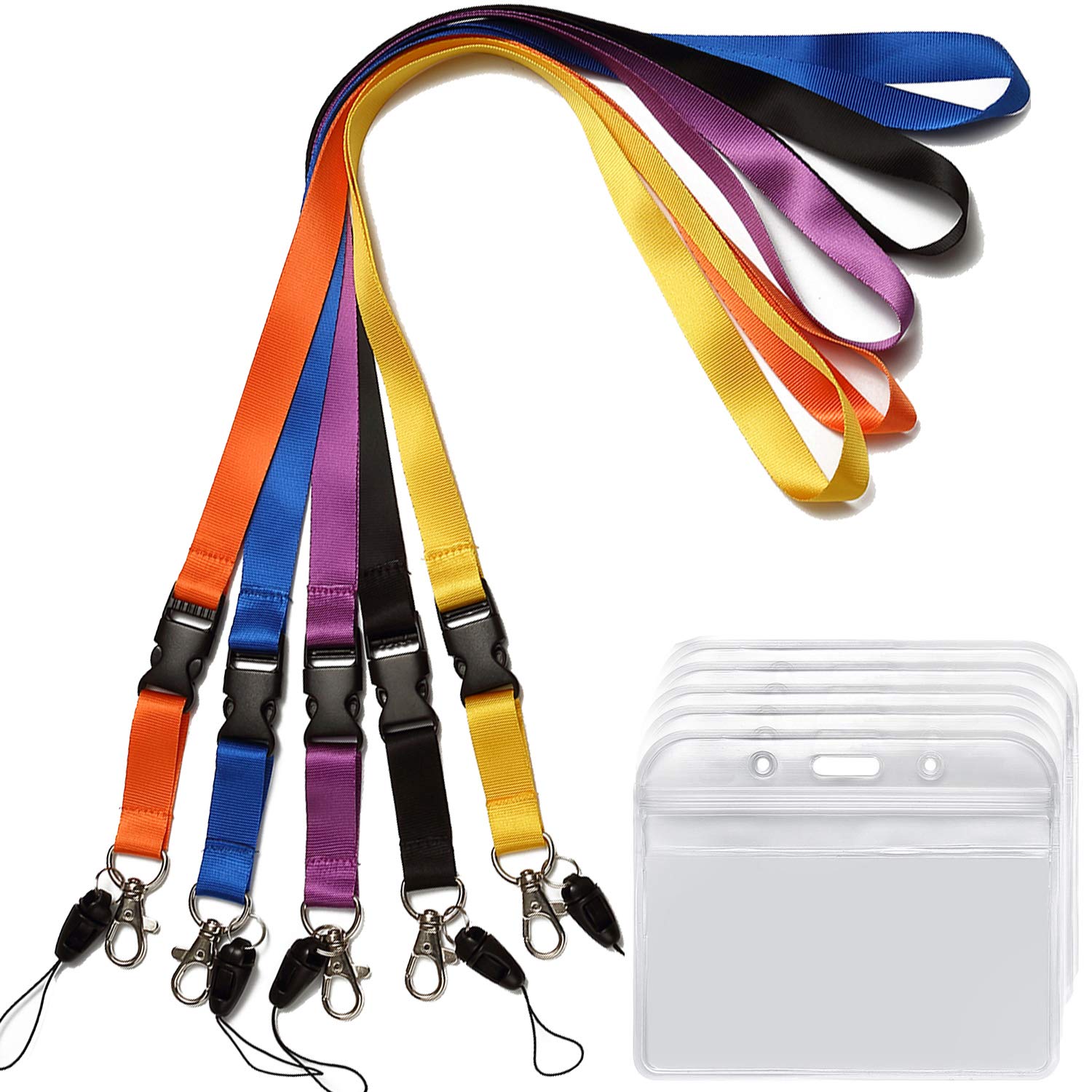 YOUOWO 5 Pack ID Lanyards with Badge Holders - Office, Cruise & Events