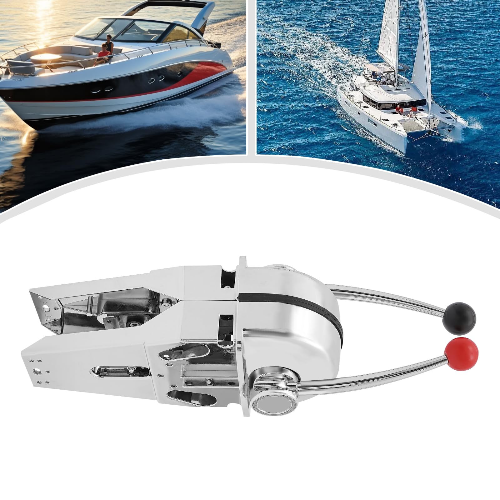Premium Marine Twin Lever Throttle & Shift Control - Top Mount Boat Throttle Controller with Dual Handle for Smooth Acceleration & Gear Shifting | Perfect for Fishing Boats, Yachts & Speedboats