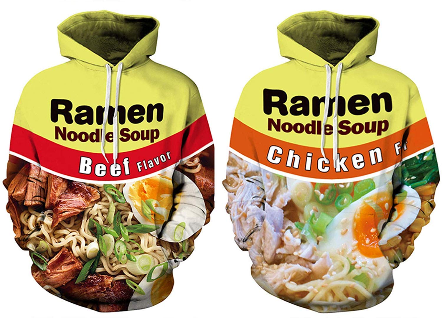 Keasmto 3D Printed Ramen Chicken Noodle Soup Hoodie - Unisex Beef Themed Cotton Sweatshirt for Men & Women | Cute Foodie Fashion for Casual Wear & Anime Lovers