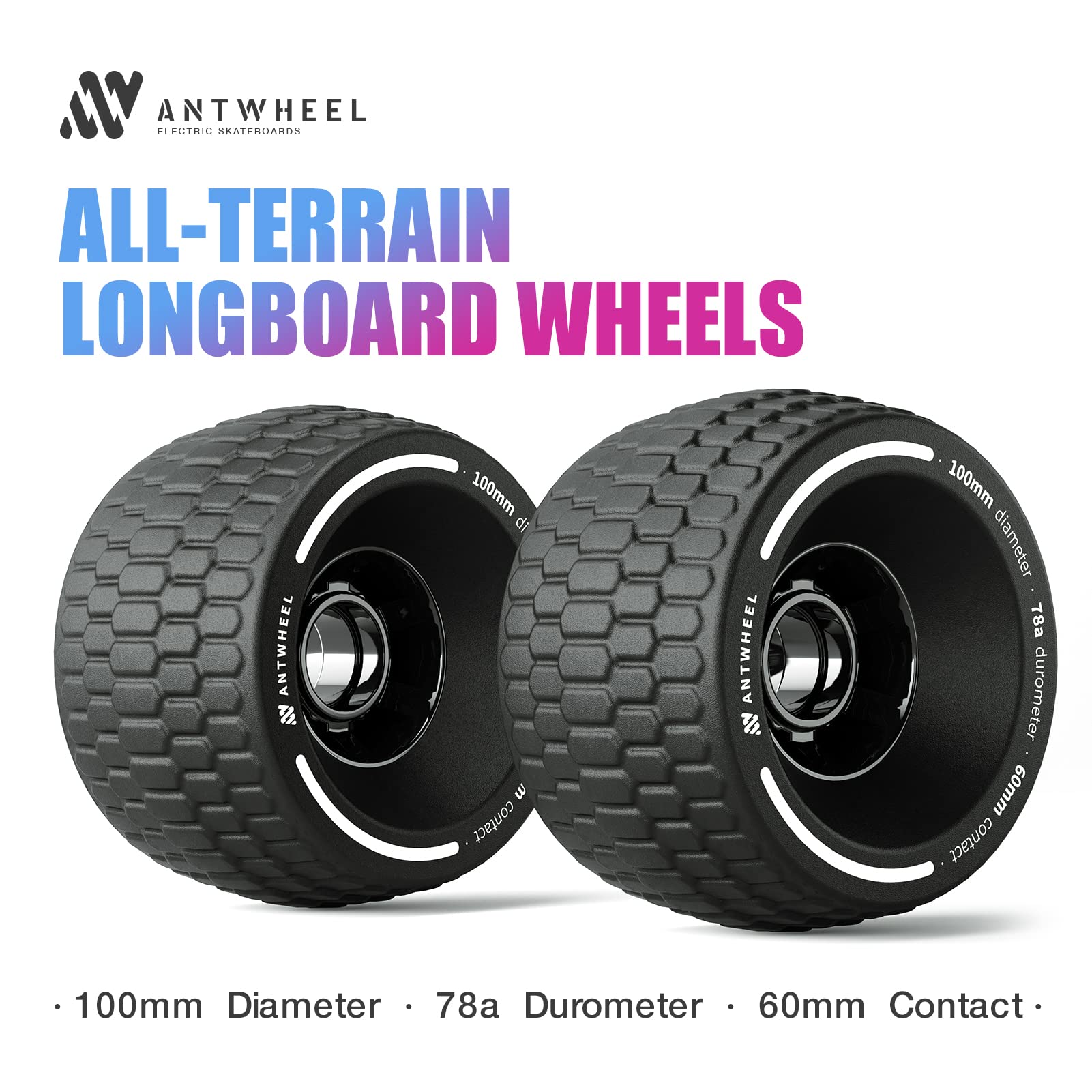 100mm All-Terrain Electric Skateboard Wheels - 78A High Rebound Urethane Wheels for Off-Road & Urban Commuting | Perfect for Longboards, E-Skateboards & Cruisers