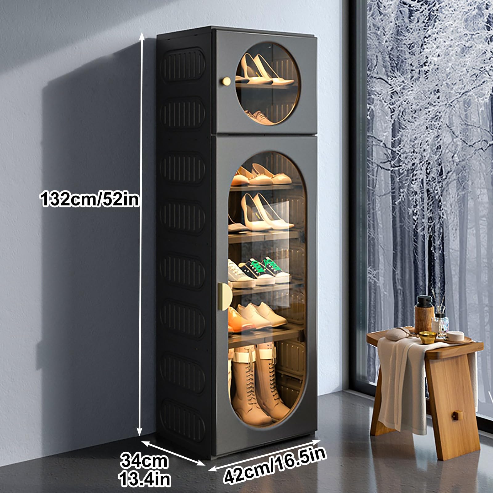 Foldable Shoe Storage Cabinet for Entryway - No Installation Needed, 8-Tier Shoe Organizer Rack (1 Column) - Perfect for Small Spaces, Apartments & Closet Organization