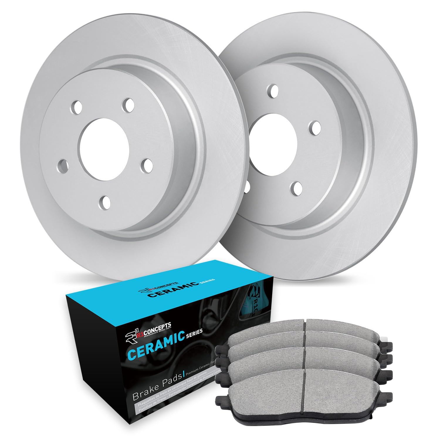 R1 Concepts Rear Brake Pads and Rotors Kit - Ceramic Brake Pads with Drilled & Slotted Rotors for 2013-2016 Dodge Dart - High Performance Braking System for Daily Driving, Racing & Safety Upgrades - Ideal for City Commute, Highway Cruising, Track Days & Off-Road Adventures