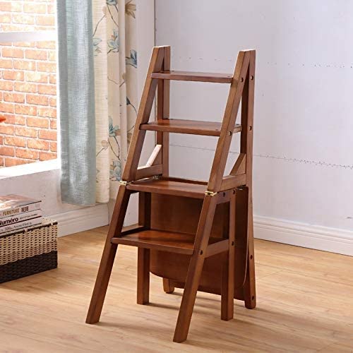KAZUP Foldable Wooden Step Stool for Home, Portable Multifunctional Ladder Chair with Non-Slip Surface - Perfect for Kitchen, Bathroom, Kids Room & Indoor Climbing