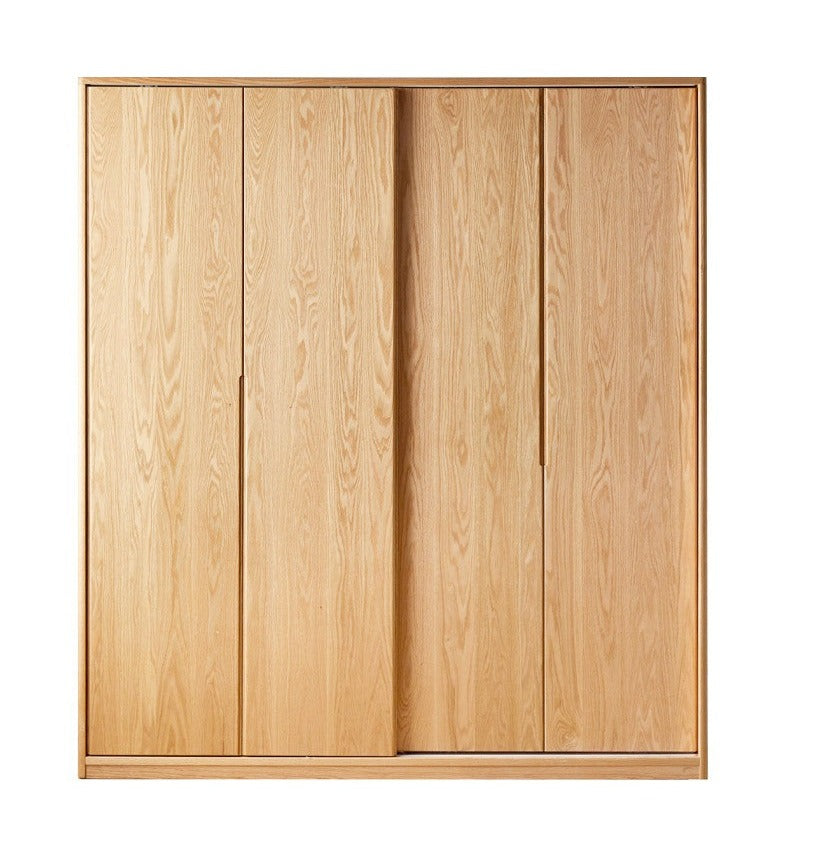 Solid Oak Wood Sliding Door Wardrobe - Durable & Stylish Closet Storage for Bedroom, Living Room, and Office Organization