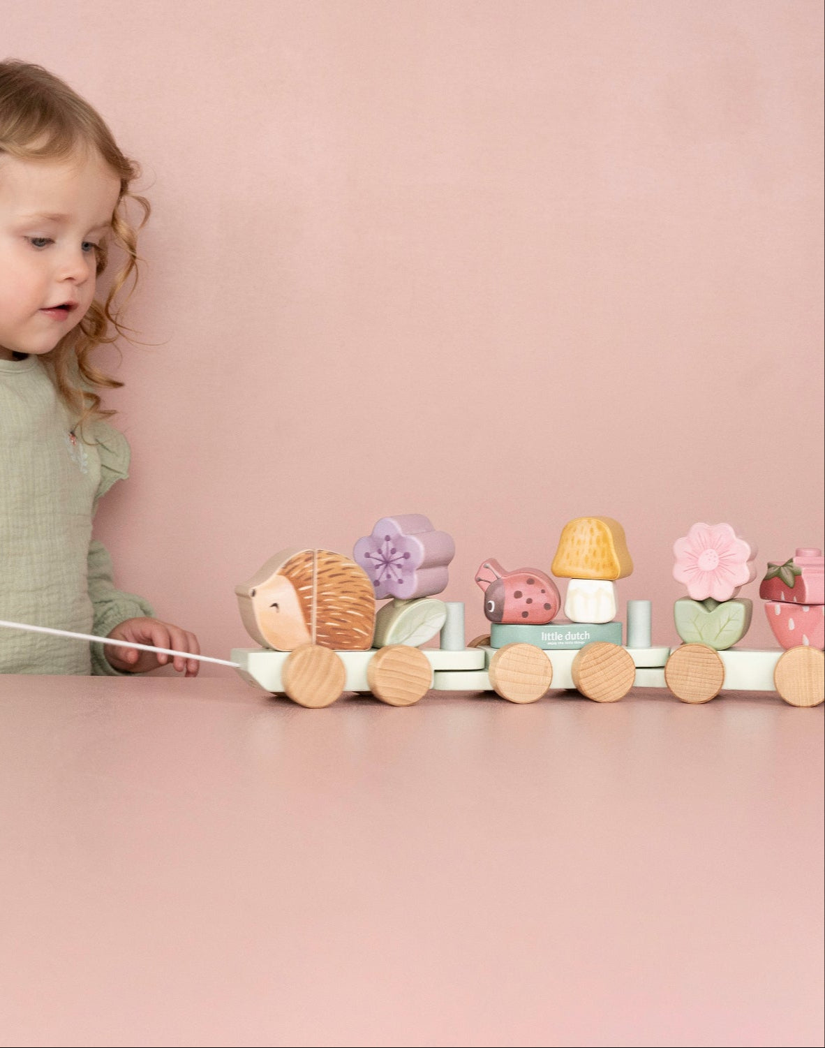 Fairy Garden Wooden Hedgehog Stacking Train Toy - Montessori Educational Stacking Blocks for Toddlers, Perfect for Imaginative Play & Kids Room Decor