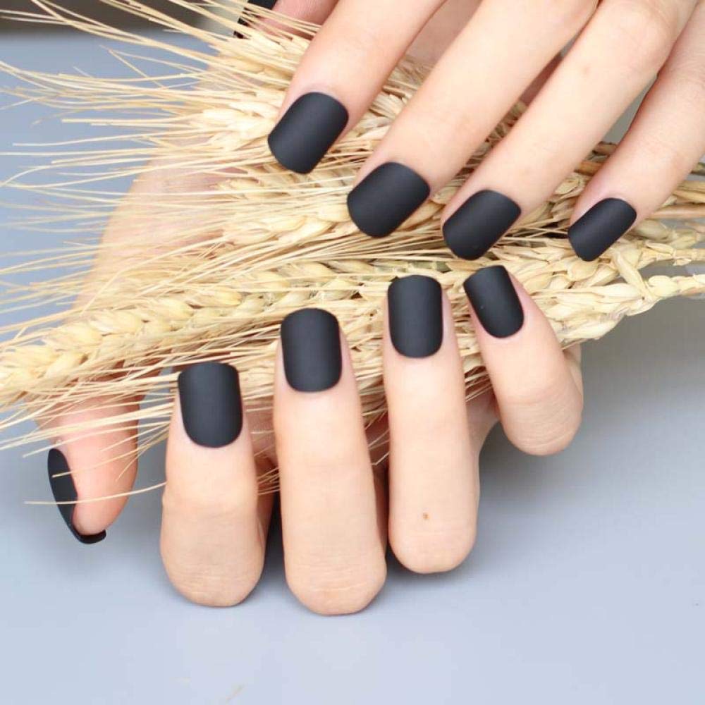 HUJL False Nails - 24pcs Short Square Fake Nails Set with Frosted Matte Finish | Multiple Solid Colors for Natural Look | Perfect for Daily Wear, Parties & Special Occasions