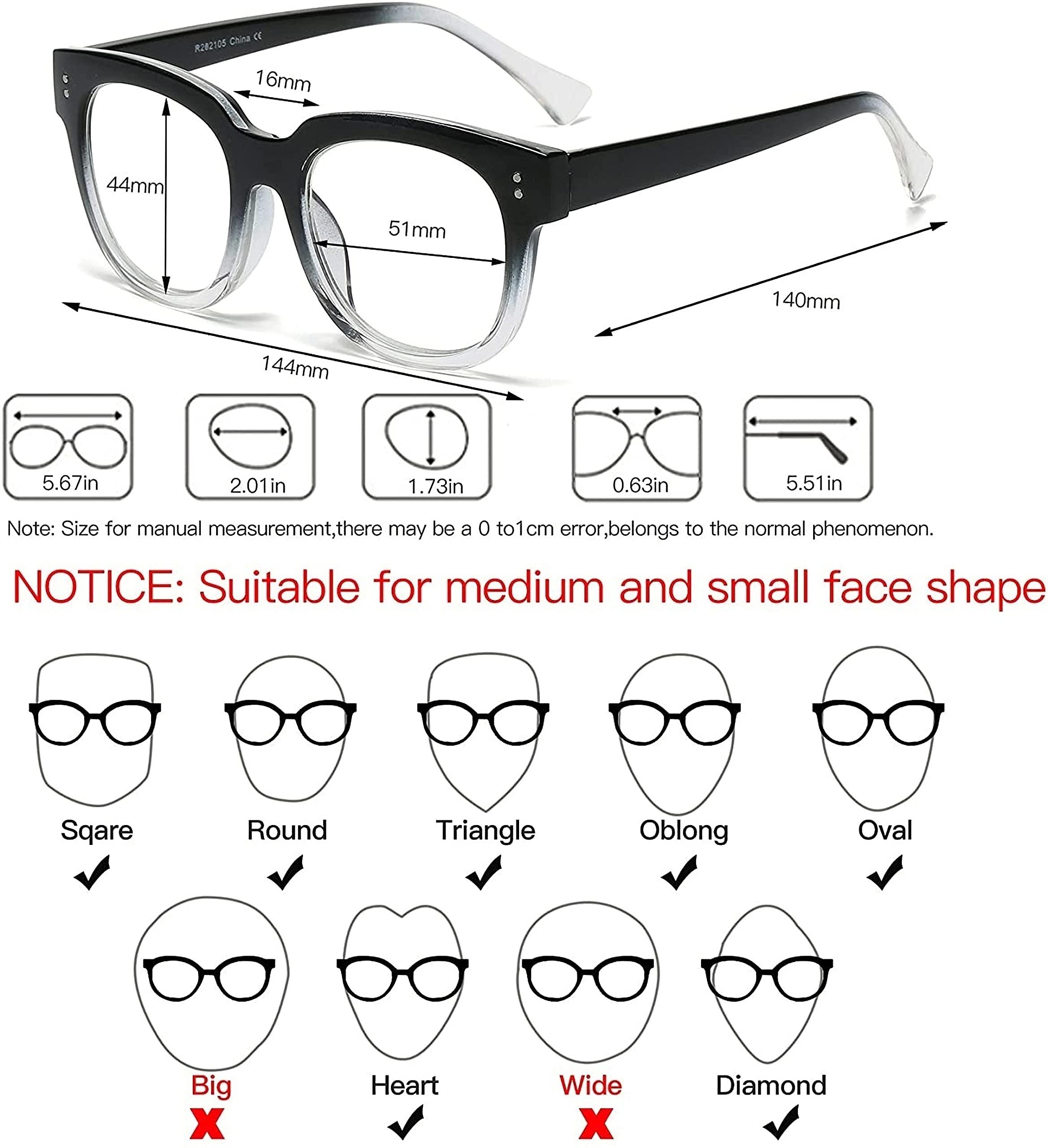 Bevi Blue Light Blocking Glasses - Stylish Reading & Magnifying for Men & Women - Office & Screen Use