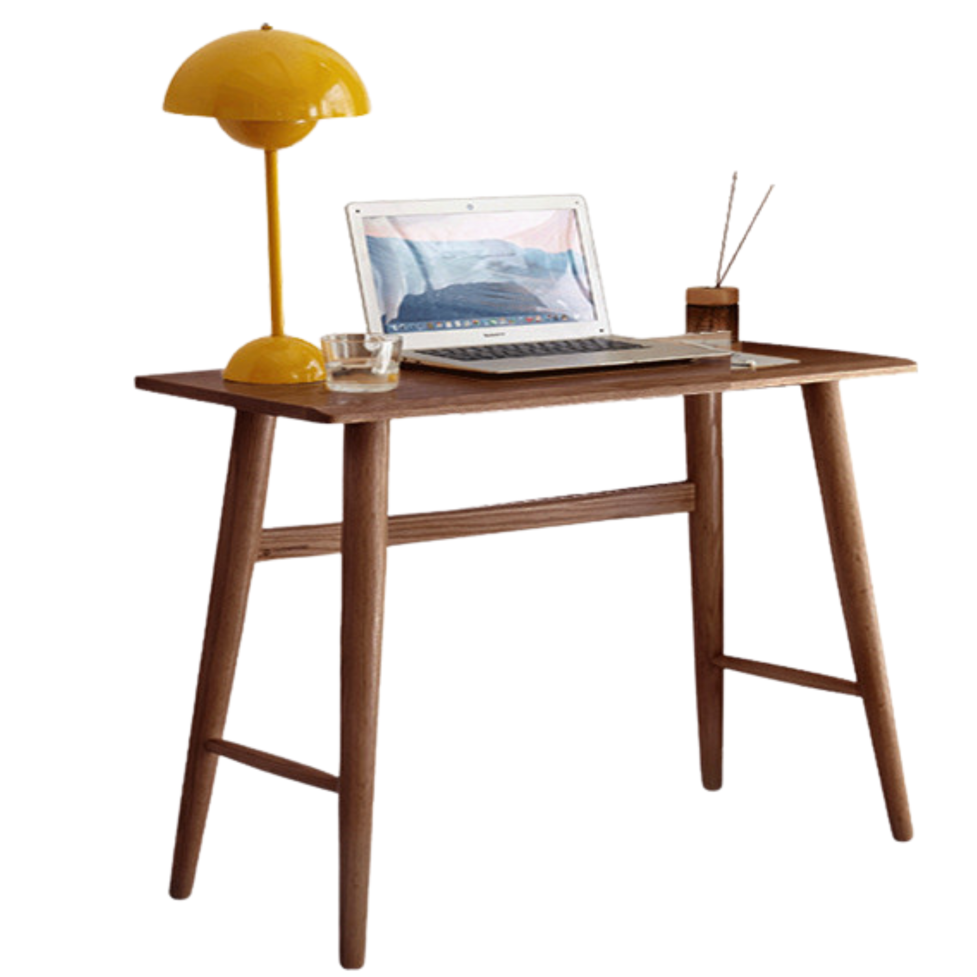 Solid Oak & Cherry Wood Narrow Office Desk - Compact Workspace Solution for Small Spaces & Home Offices