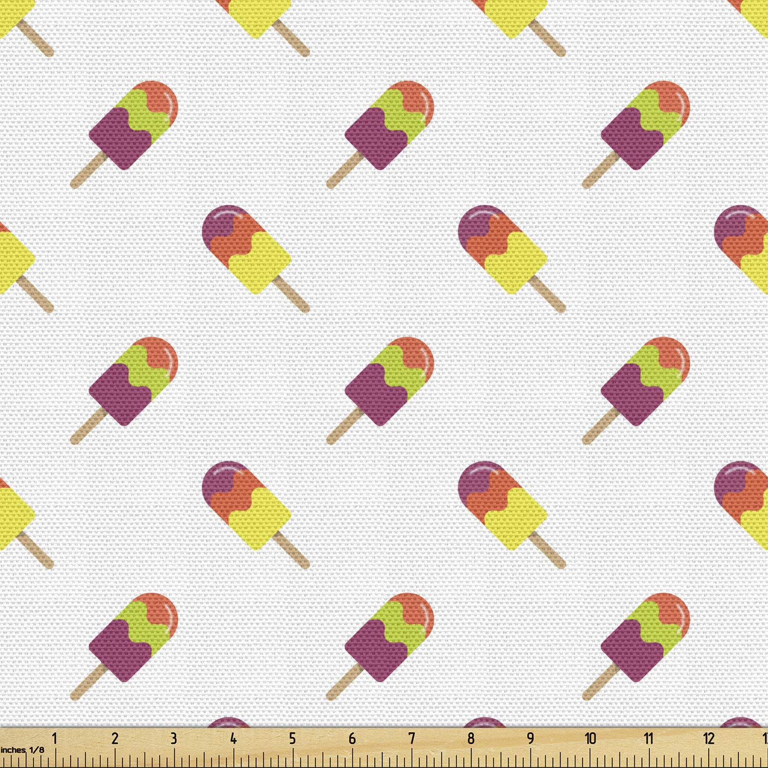 Ambesonne Ice Cream Print Fabric by The Yard - Colorful Summer Snacks Diagonal Pattern Upholstery Material for Sofa, Curtains & Home Decor (10 Yards, Multicolor) - Perfect for DIY Projects, Pillow Covers & Crafting