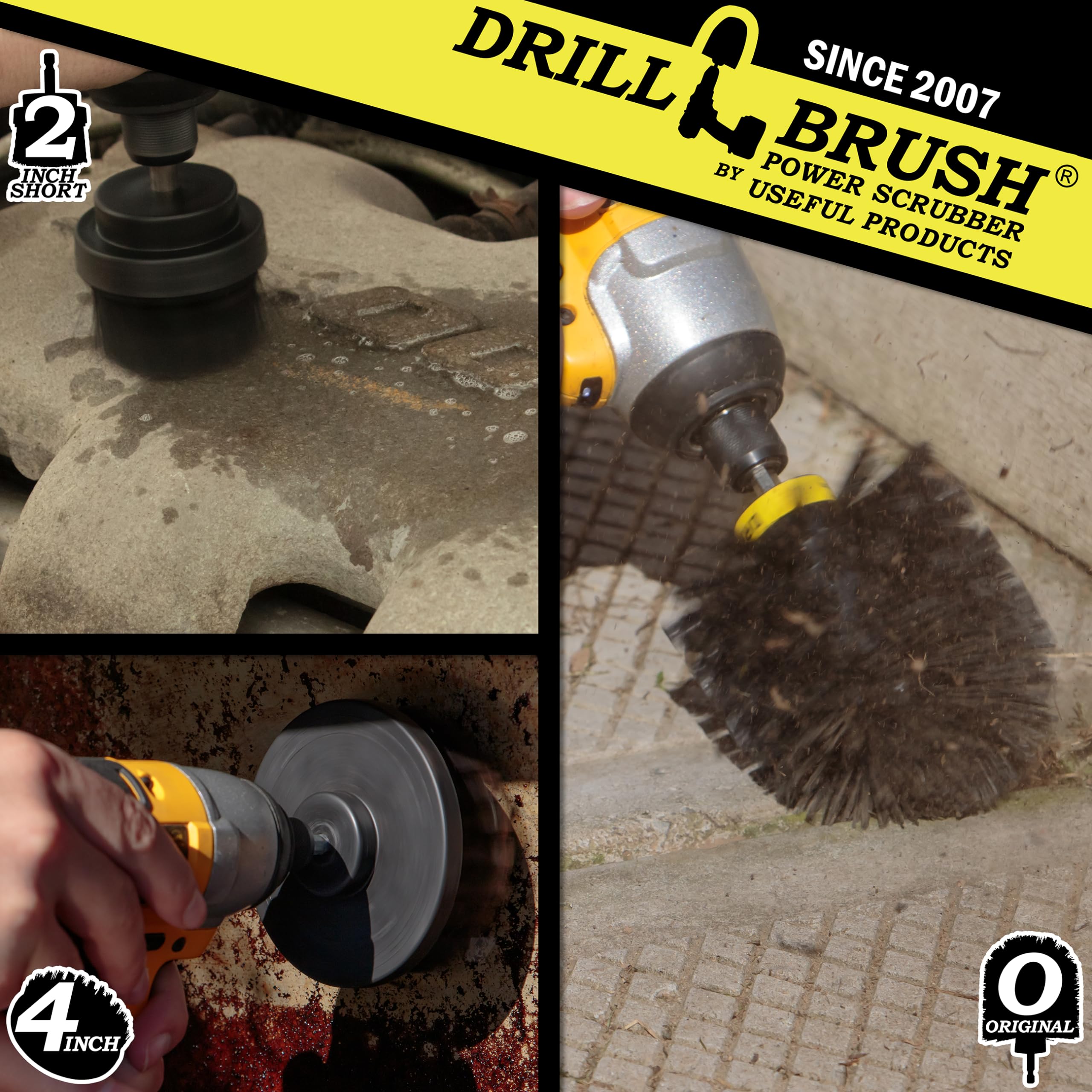 Industrial Cleaning Brush Set - Heavy-Duty Baked-On Food Remover & Rust Stain Cleaner for Electric Smokers, Grills, and BBQ - Drill Brush Attachment for Hard Water, Calcium & Mineral Deposit Removal - Perfect for Outdoor Cooking Equipment Maintenance