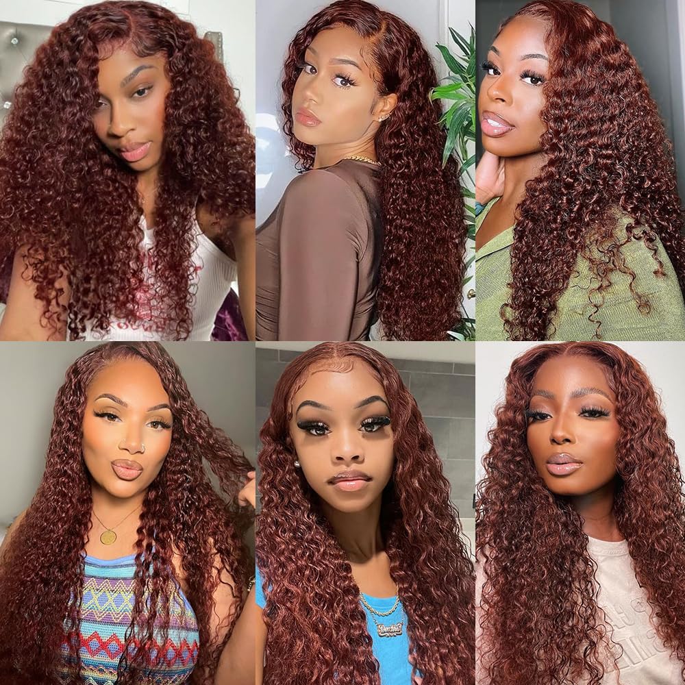 30 Inch Deep Wave Lace Front Wigs Human Hair - Pre Plucked Reddish Brown 13x6 Lace Wig with Baby Hairline | Natural Burgundy Human Hair Wig for Women | Perfect for Daily Wear, Cosplay, and Special Occasions