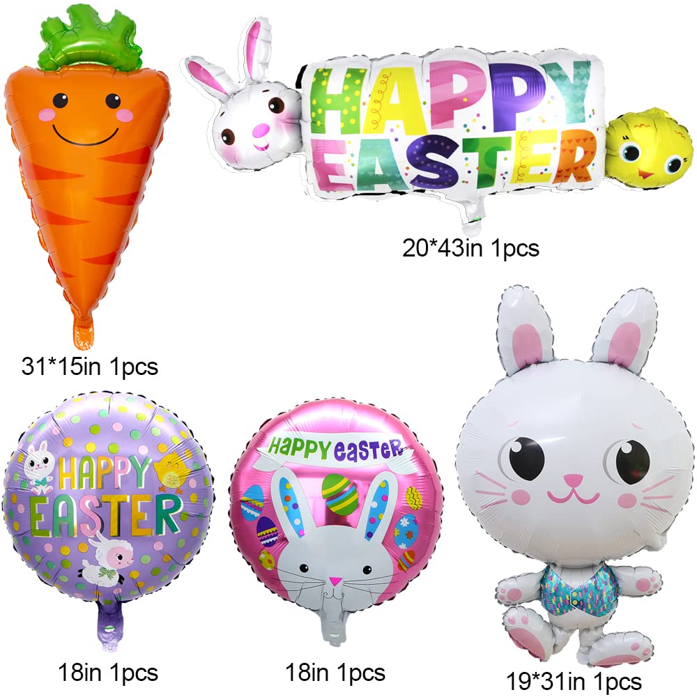 35Pcs Happy Easter Balloons Decorations - Spring Bunny Latex Balloons for Easter Party, Birthday & Spring Decor - Easter Egg Hunt, Garden Party & Home Decoration Supplies