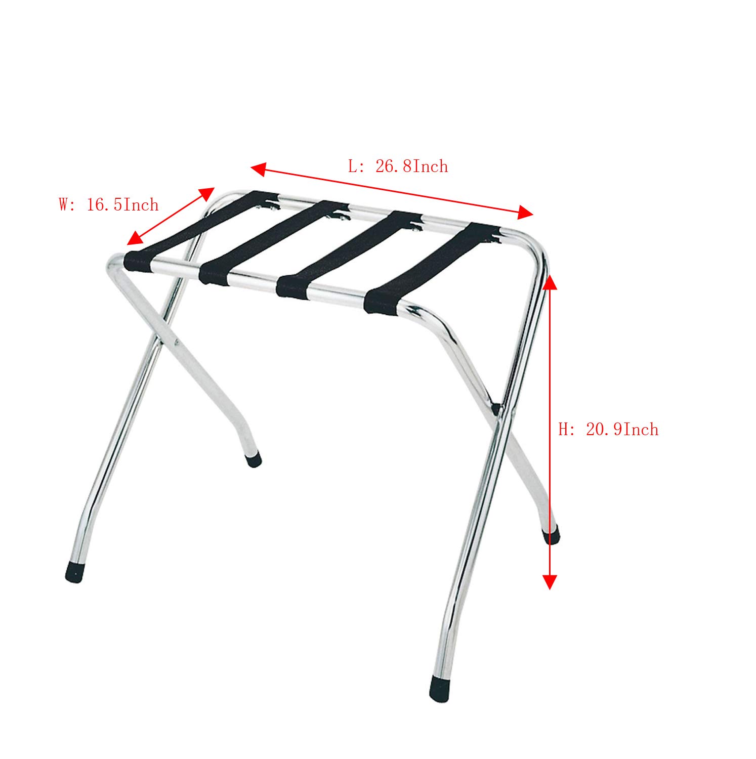 2-Pack Folding Chrome Stainless Steel Luggage Rack - Space Saving Storage Organizer for Suitcases, Bags & Travel Gear | Perfect for Bedrooms, Closets & Hotels