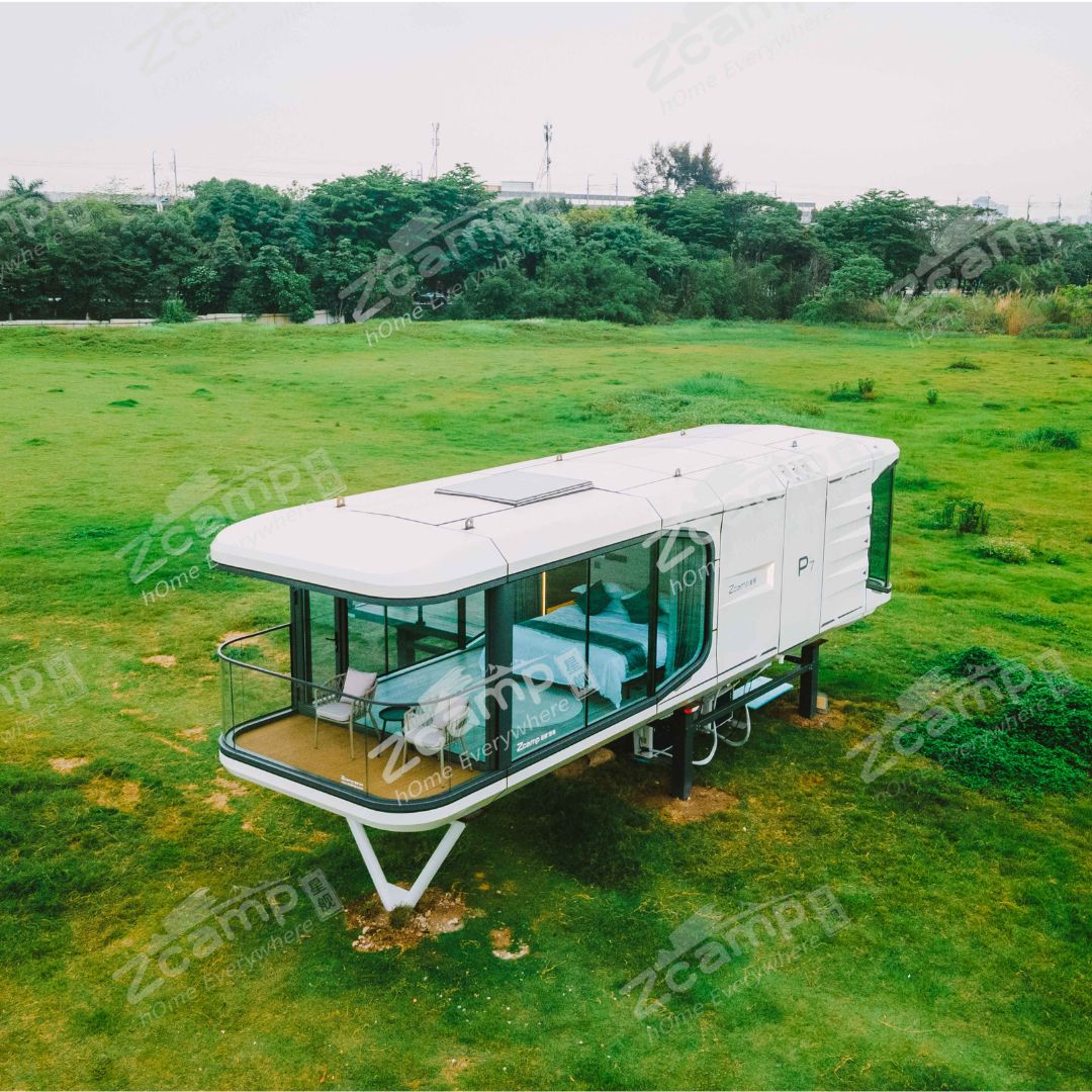 Zcamp P7 Modern Prefab House with Balcony - Prefabricated Tiny Home for Backyard, Vacation & Off-Grid Living - Easy Assembly Cabin for Camping, Guest House or Airbnb Rental