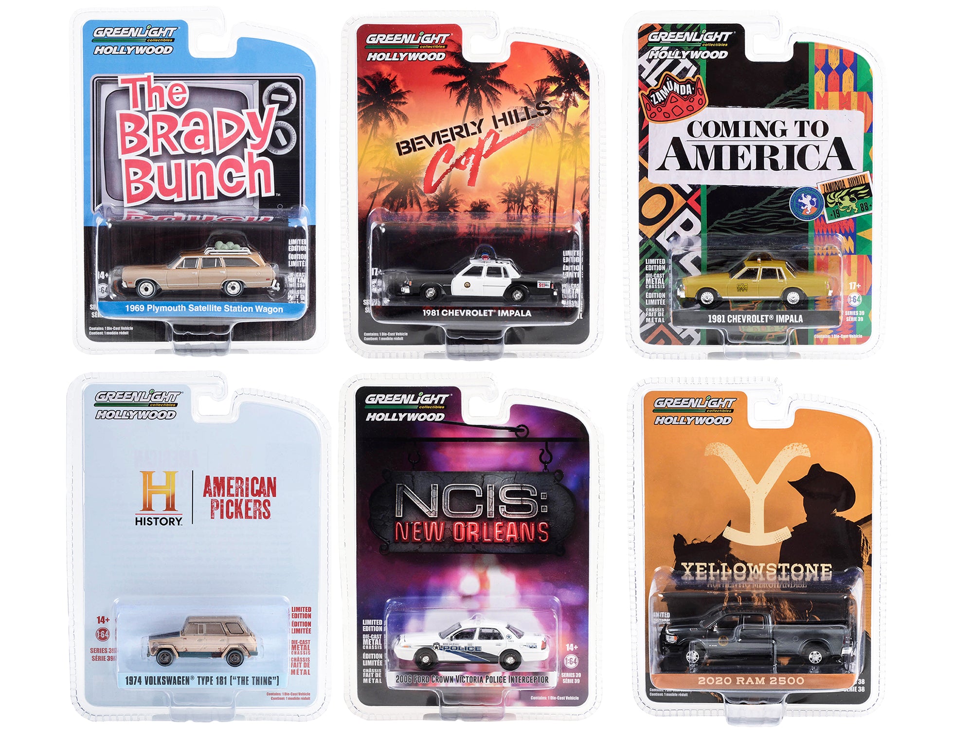 Greenlight Hollywood Series 1:64 Scale Diecast Model Cars Set of 6 - Collectible Toy Vehicles for Display & Racing Scenes | Perfect for Collectors, Gifts & Diorama Building