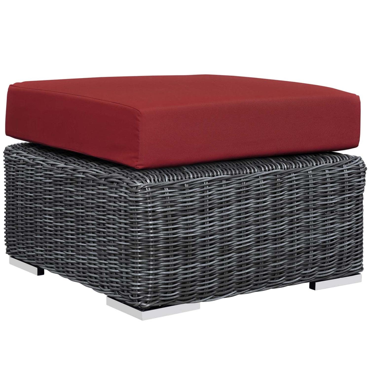 Modway Summon 5-Piece Outdoor Patio Sectional Sofa Set with Sunbrella Cushions - Waterproof & UV Resistant - Canvas Red - Perfect for Backyard, Poolside & Garden Relaxation