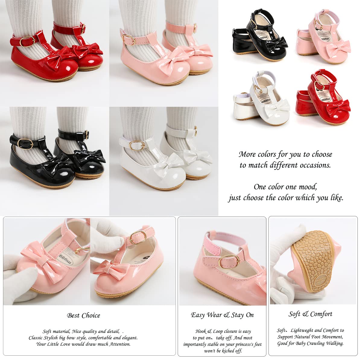 Baby Girl Shoes for Infant Toddler - Soft Sole Mary Jane Princess Walking Shoes for Prewalkers & First Walkers - Perfect for Weddings, Parties & Everyday Play