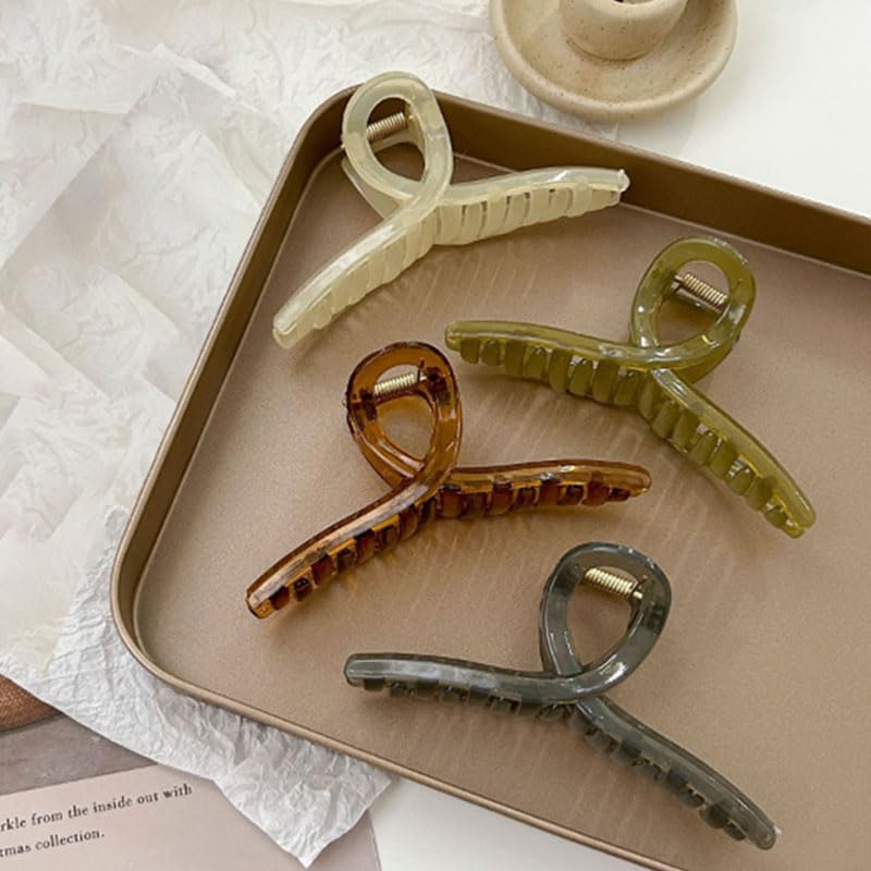 EPARTY 4 Pack Elegant Clear Acrylic Hair Claws - Korean Style Solid Color Hair Clips for Women & Girls, Hair Barrettes & Hair Accessories Gifts (Multi-Color) - Perfect for Parties, Weddings, and Everyday Styling