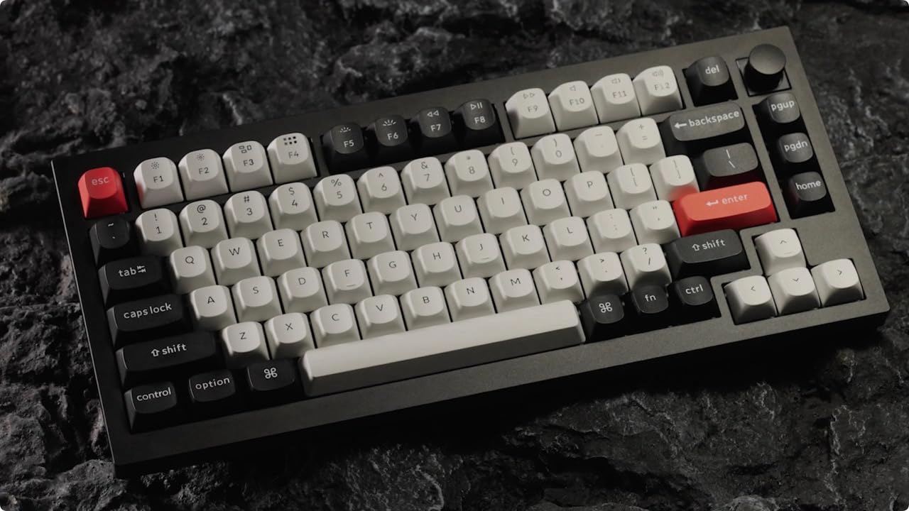 Keychron Q1 HE Hot-Swappable RGB Wireless Mechanical Keyboard - 75% Layout (84 Keys) with Hall Effect Switches, Aluminum Frame & Knob - Bluetooth 5.1 & 2.4GHz Wireless for Windows/Mac - Carbon Black (Q1H-M1) | Perfect for Gaming, Coding & Office Work